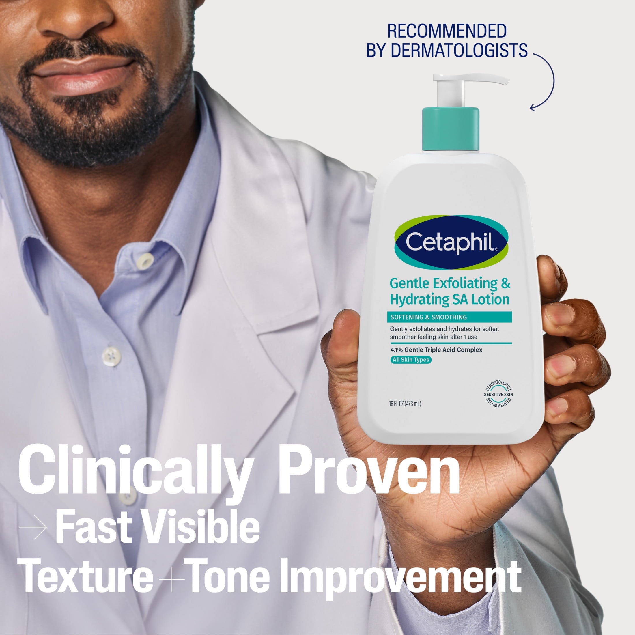 Cetaphil Gentle Exfoliating SA Lotion, Lightweight Moisturizer for All Skin Types, 16 fl oz