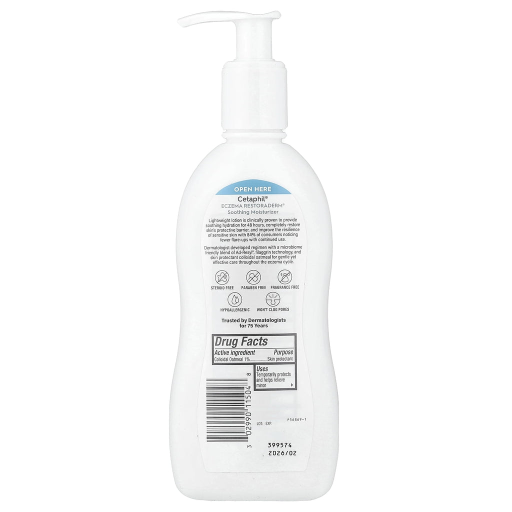 Eczema, Restoraderm Soothing Moisturizer, Fragrance Free, 10 fl oz (296 ml), Cetaphil