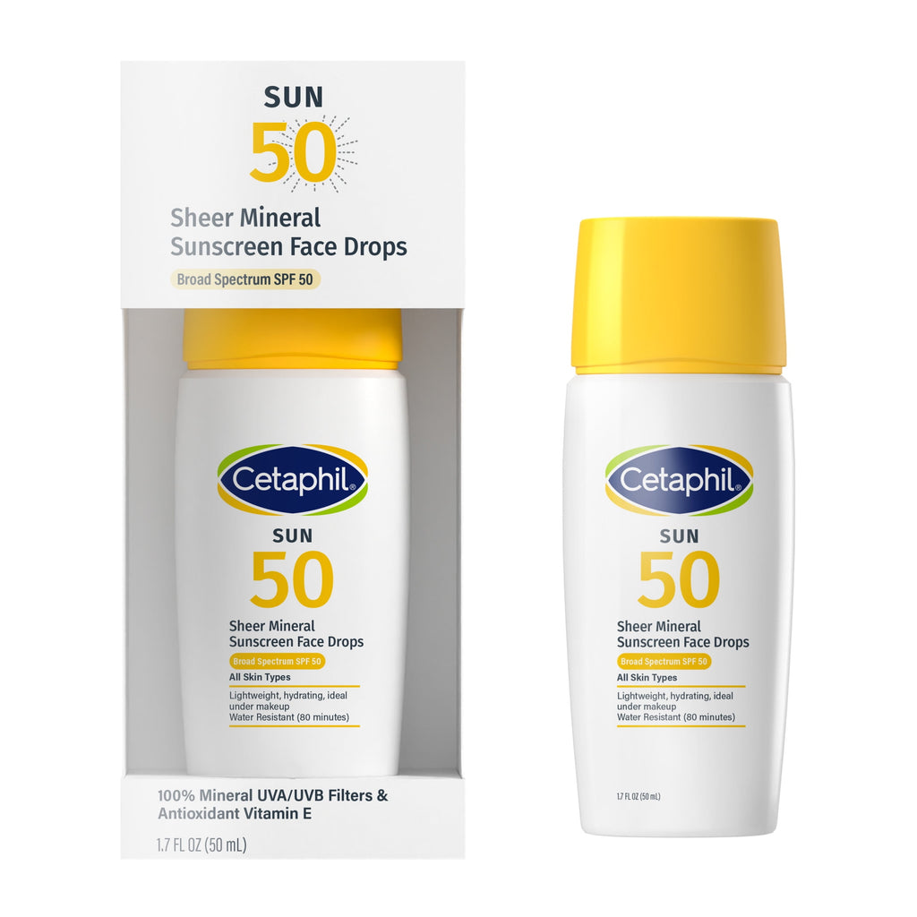 Cetaphil Sheer Mineral Face Sunscreen Moisturizing Drops, SPF 50, Travel Size, 1.7 fl oz