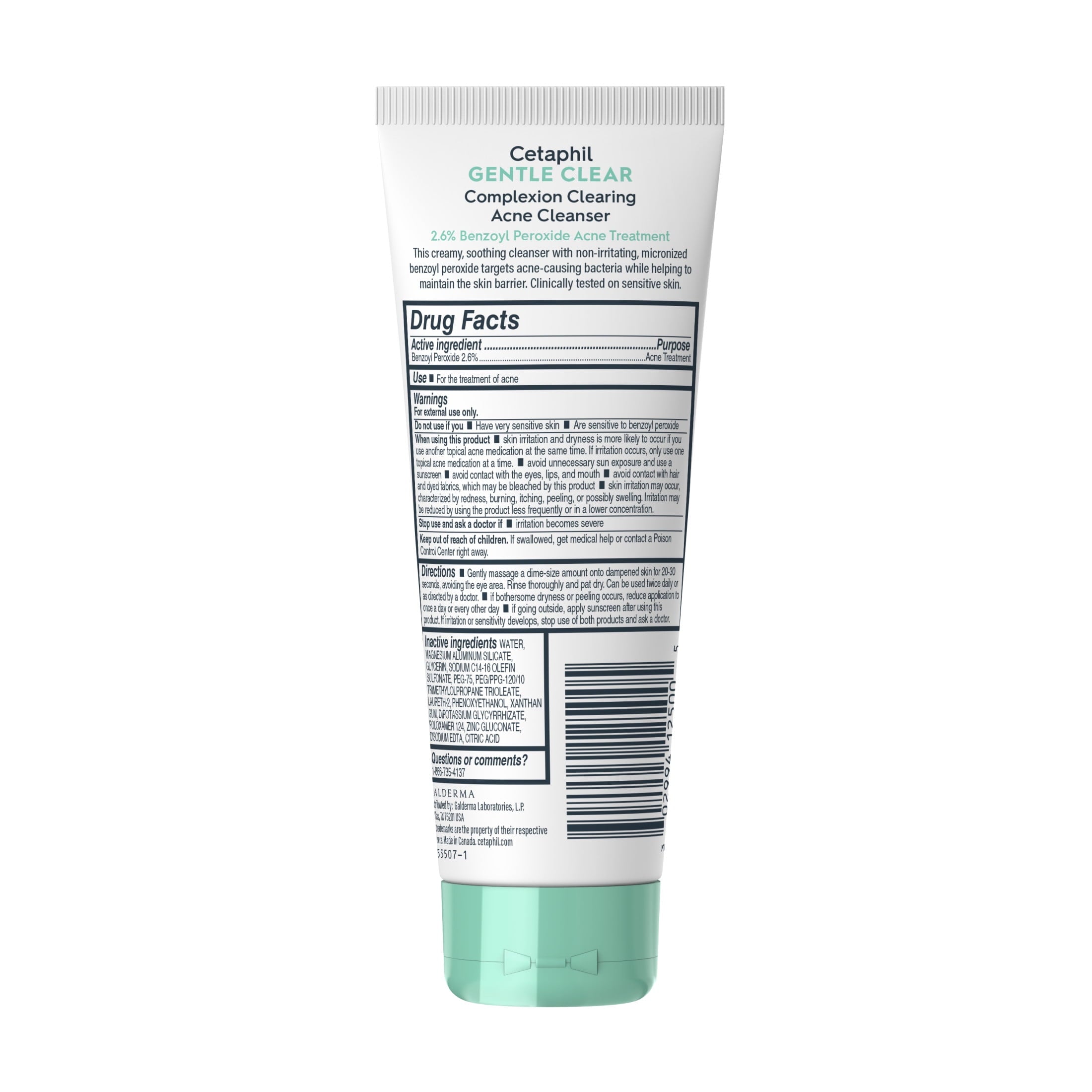 Cetaphil Gentle Clear Complexion-Clearing BPO Acne Cleanser for Sensitive Skin, 4.2 fl oz