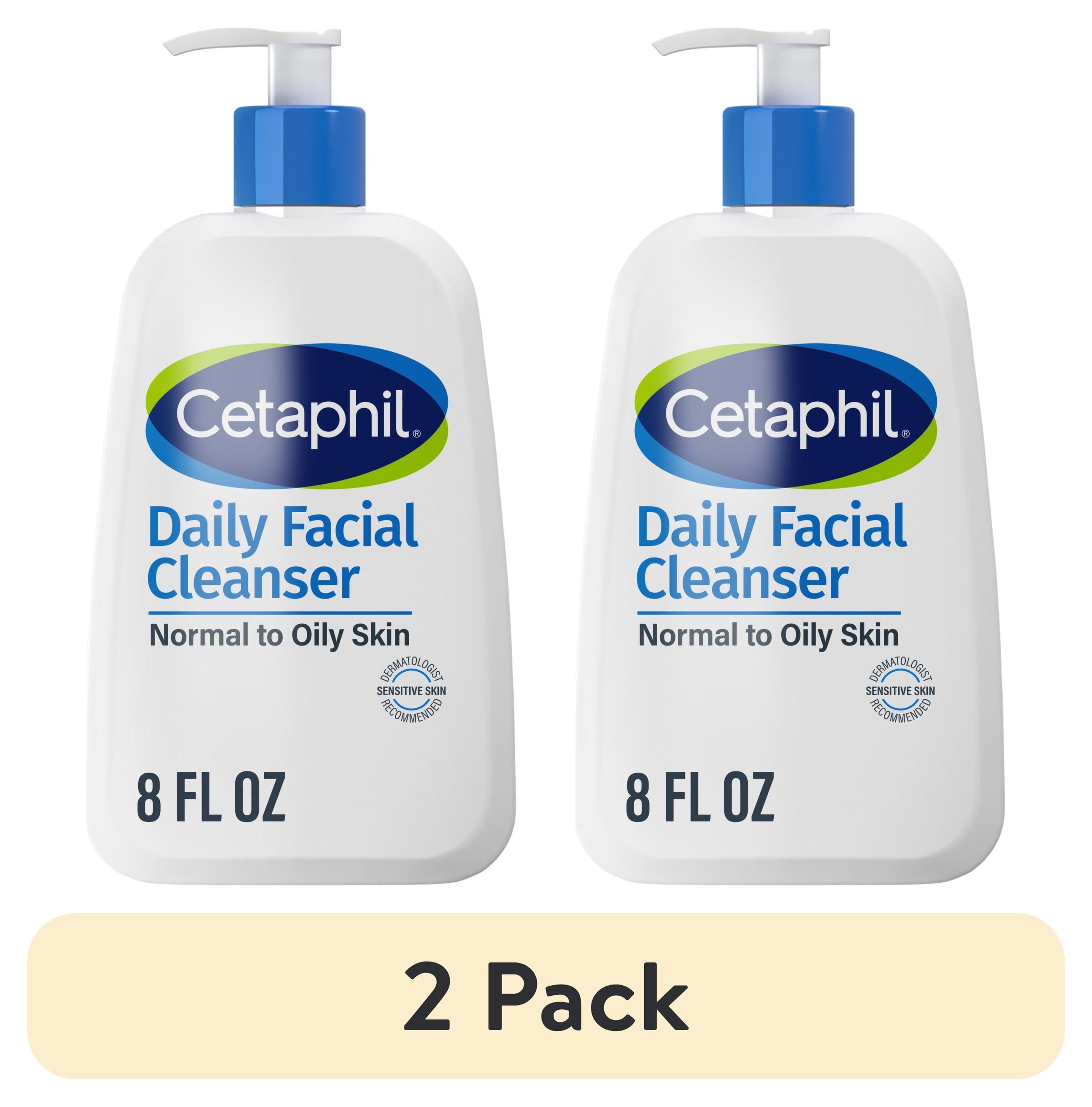 (2 pack) Cetaphil Daily Facial Cleanser Face Wash for Sensitive, Normal to Oily Skin, 8 fl oz
