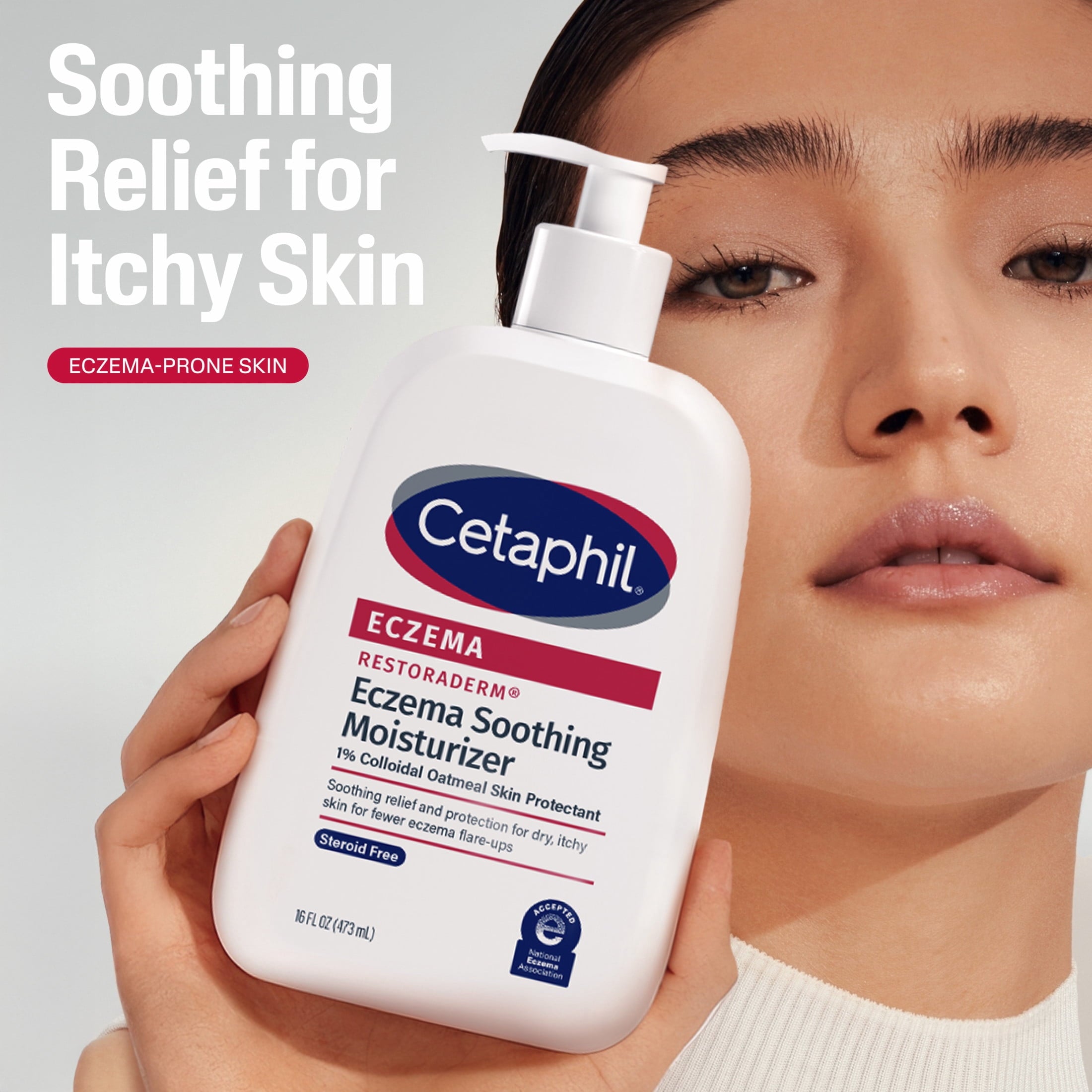 (3 pack) Cetaphil Eczema Restoraderm Soothing Moisturizer for Dry Itchy Skin, Unscented, 16 fl oz
