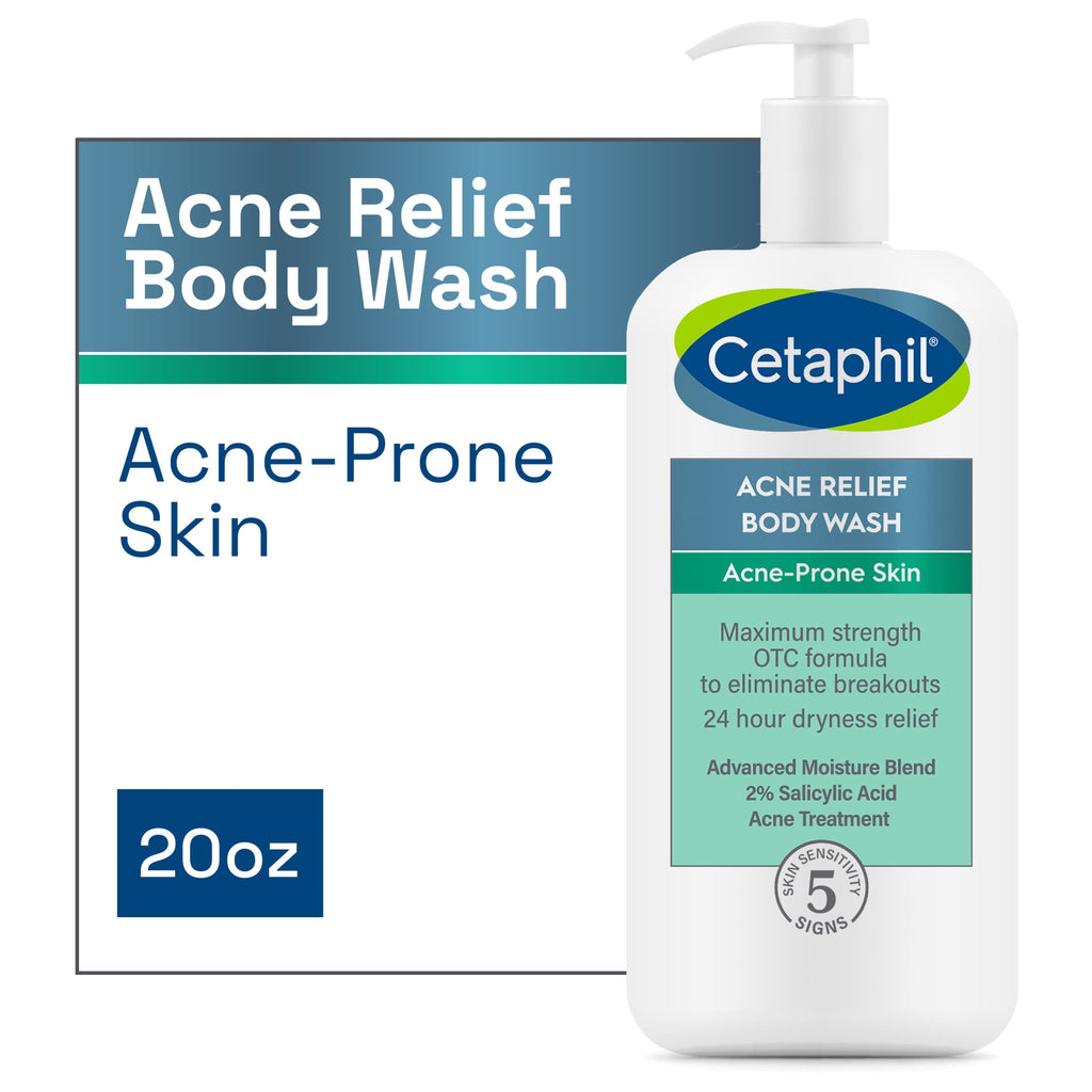 Cetaphil Daily Use Moisturizing Acne Relief Body Wash, Salicylic Acid, Unscented, 20 fl oz