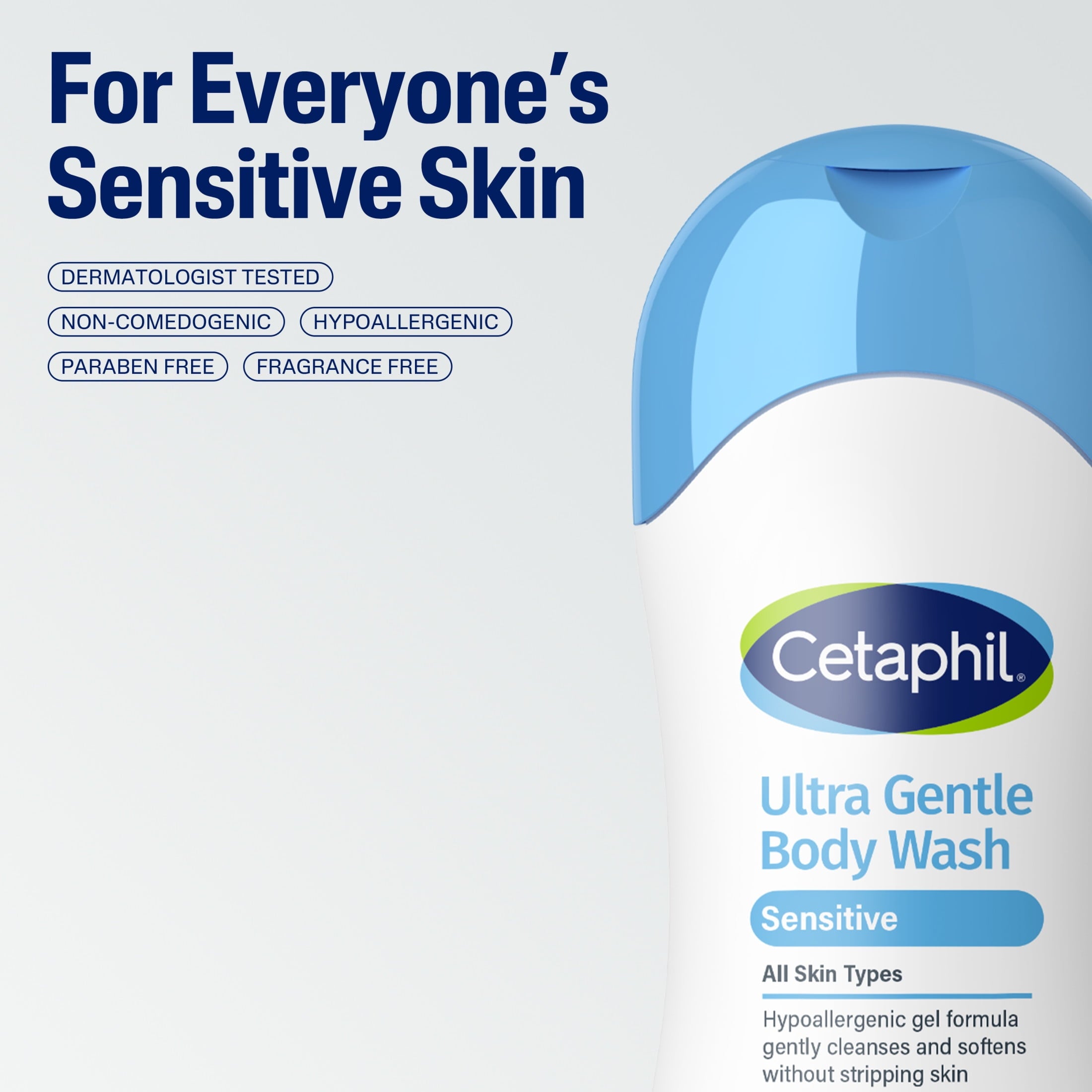 Cetaphil Ultra Gentle Body Wash, For Dry to Normal, Sensitive Skin, Fragrance Free, 16.9 fl oz