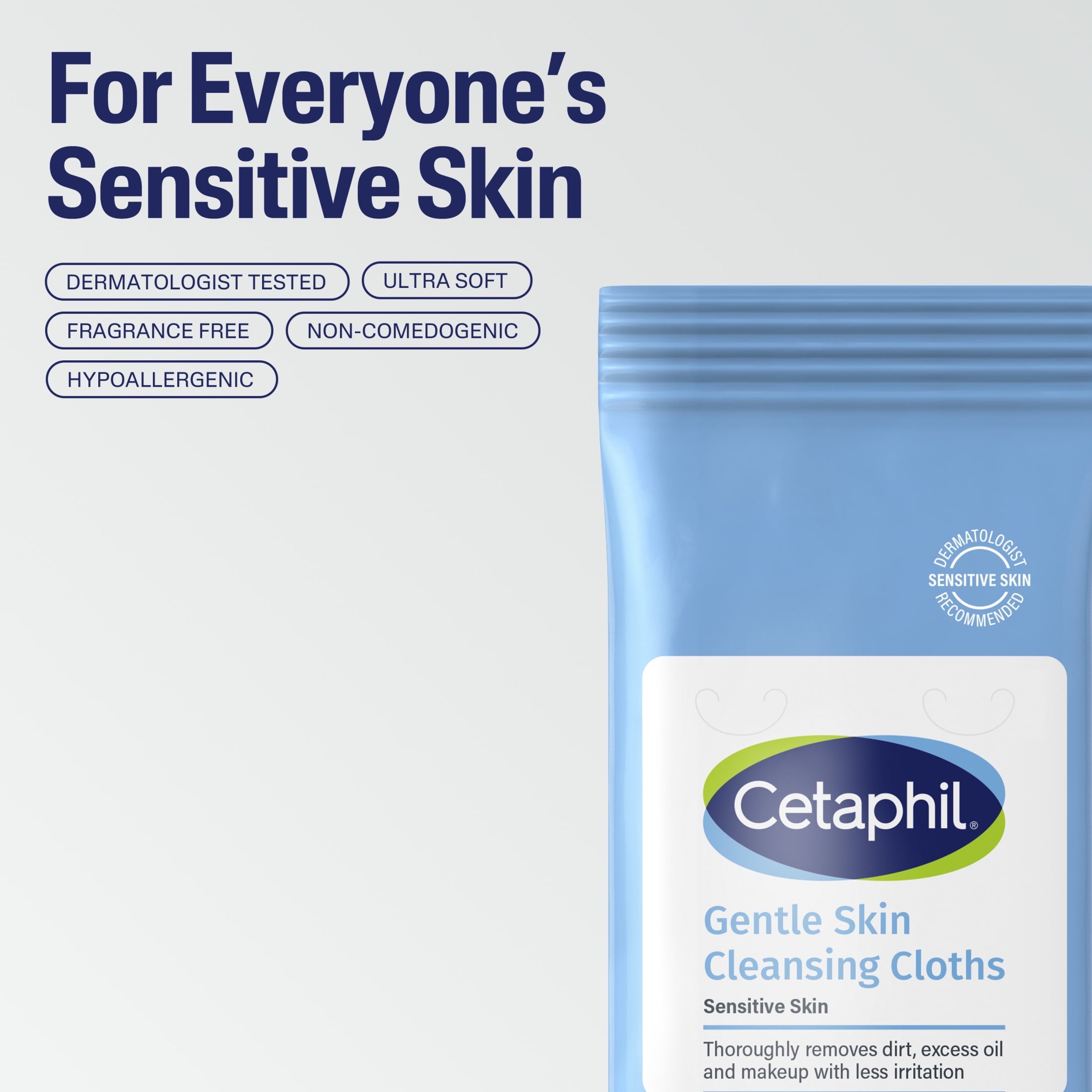 Cetaphil Gentle Skin Cleansing Cloth Wipes for Face and Body, Fragrance Free, 50 ct, Twin Pack