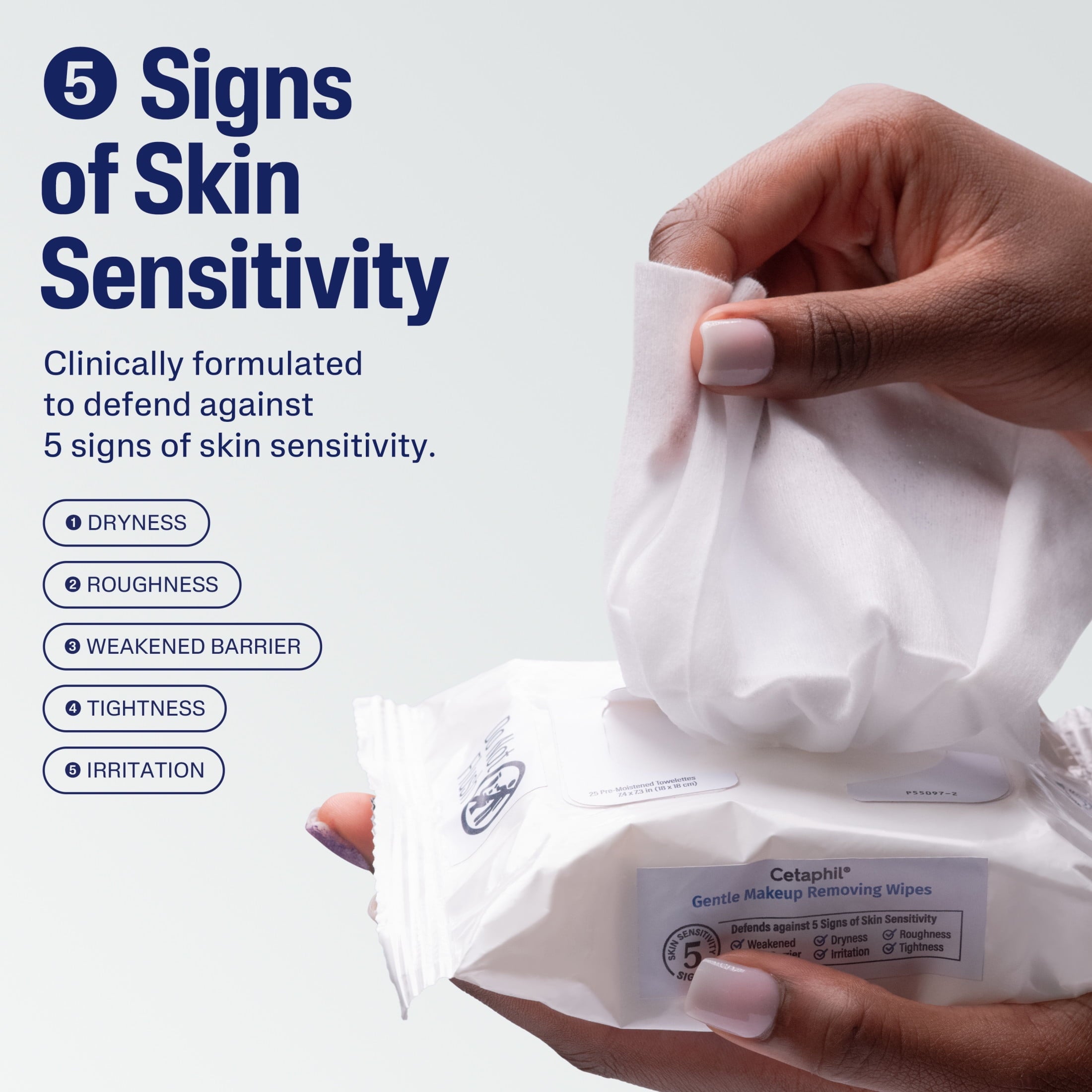 Cetaphil Gentle Makeup Remover Face Cleansing Wipes, Fragrance Free, 25 ct