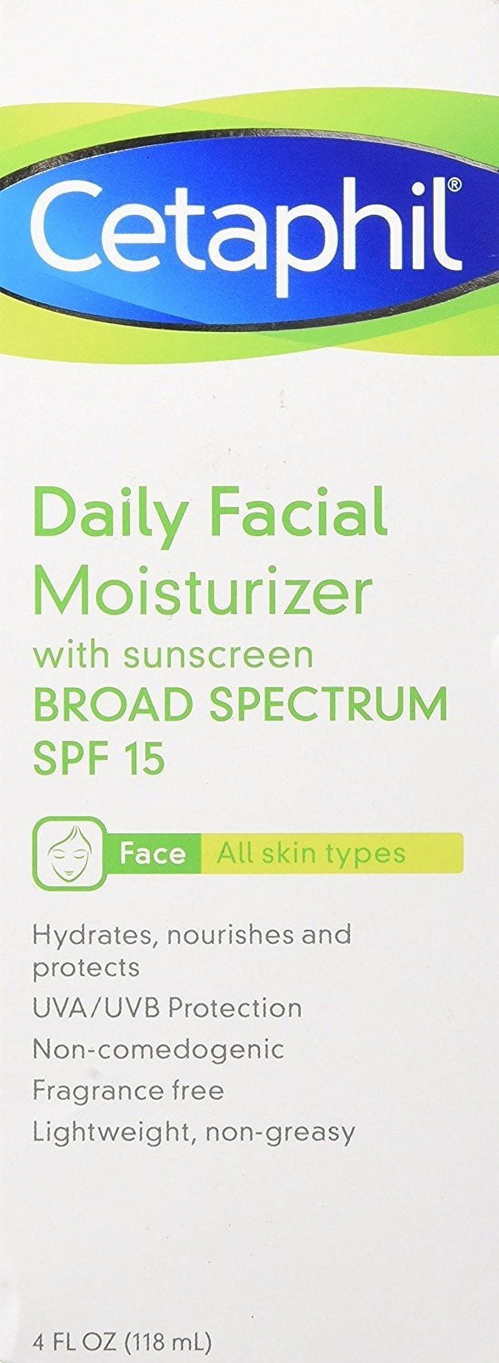 Cetaphil Daily Facial Moisturizer with Sunscreen Broad Spectrum SPF 15, 4 oz