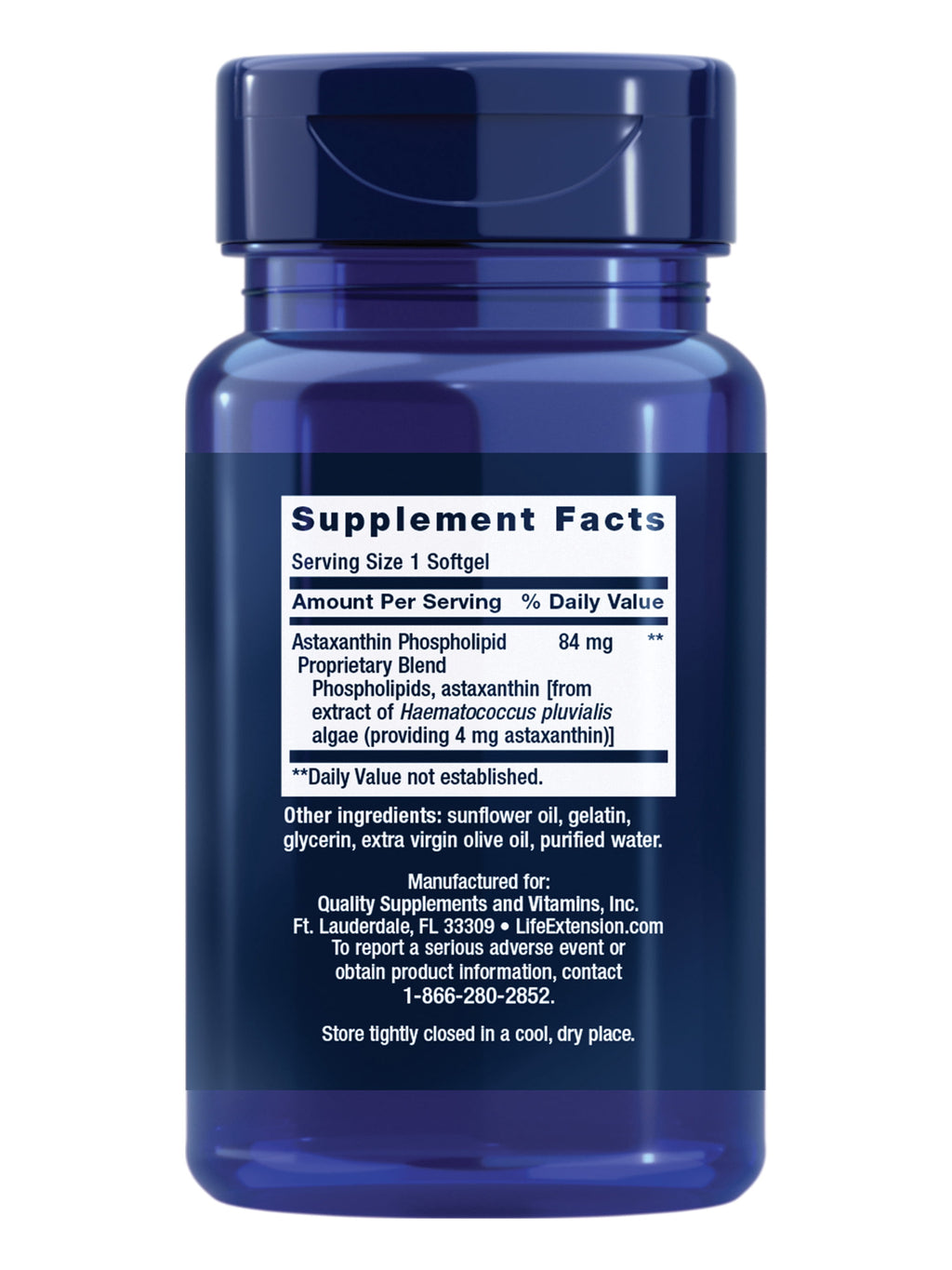 Life Extension Astaxanthin with Phospholipids – Antioxidant Support, Eye Health – Algae-Derived – Gluten-Free, Non-GMO – 30 Softgels