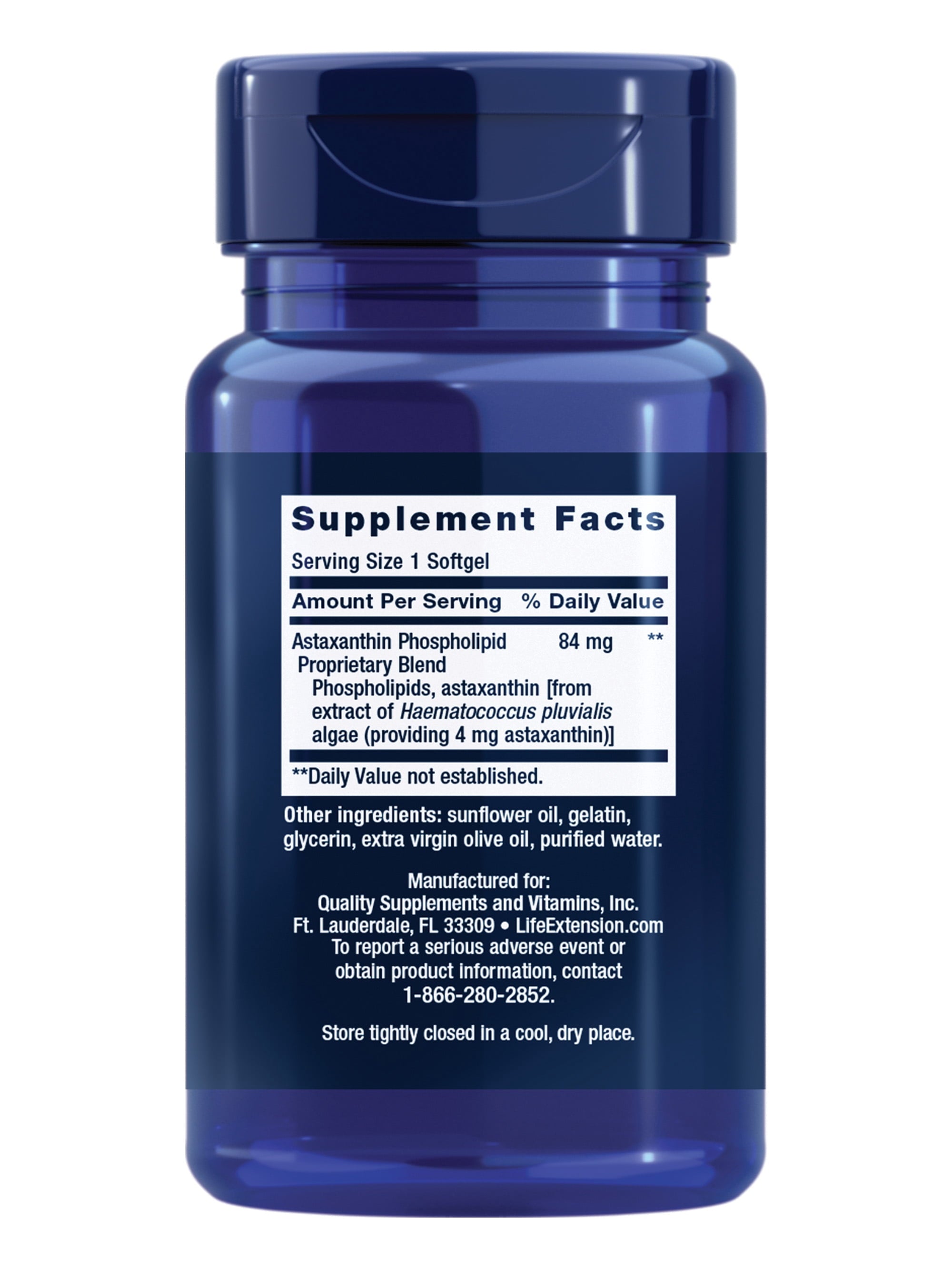 Life Extension Astaxanthin with Phospholipids – Antioxidant Support, Eye Health – Algae-Derived – Gluten-Free, Non-GMO – 30 Softgels