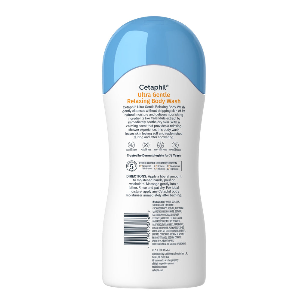 Cetaphil Ultra Gentle Relaxing Body Wash, For All Skin Types, Marigold Extract, 16.9 fl oz