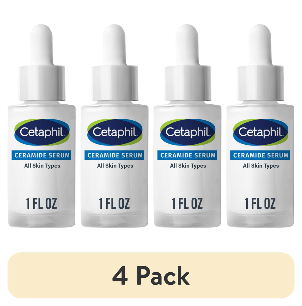 (4 pack) CETAPHIL Ceramide Face Serum, Lightweight Serum for All Skin Types, Ceramides, CICA & Allantoin, 1 fl oz