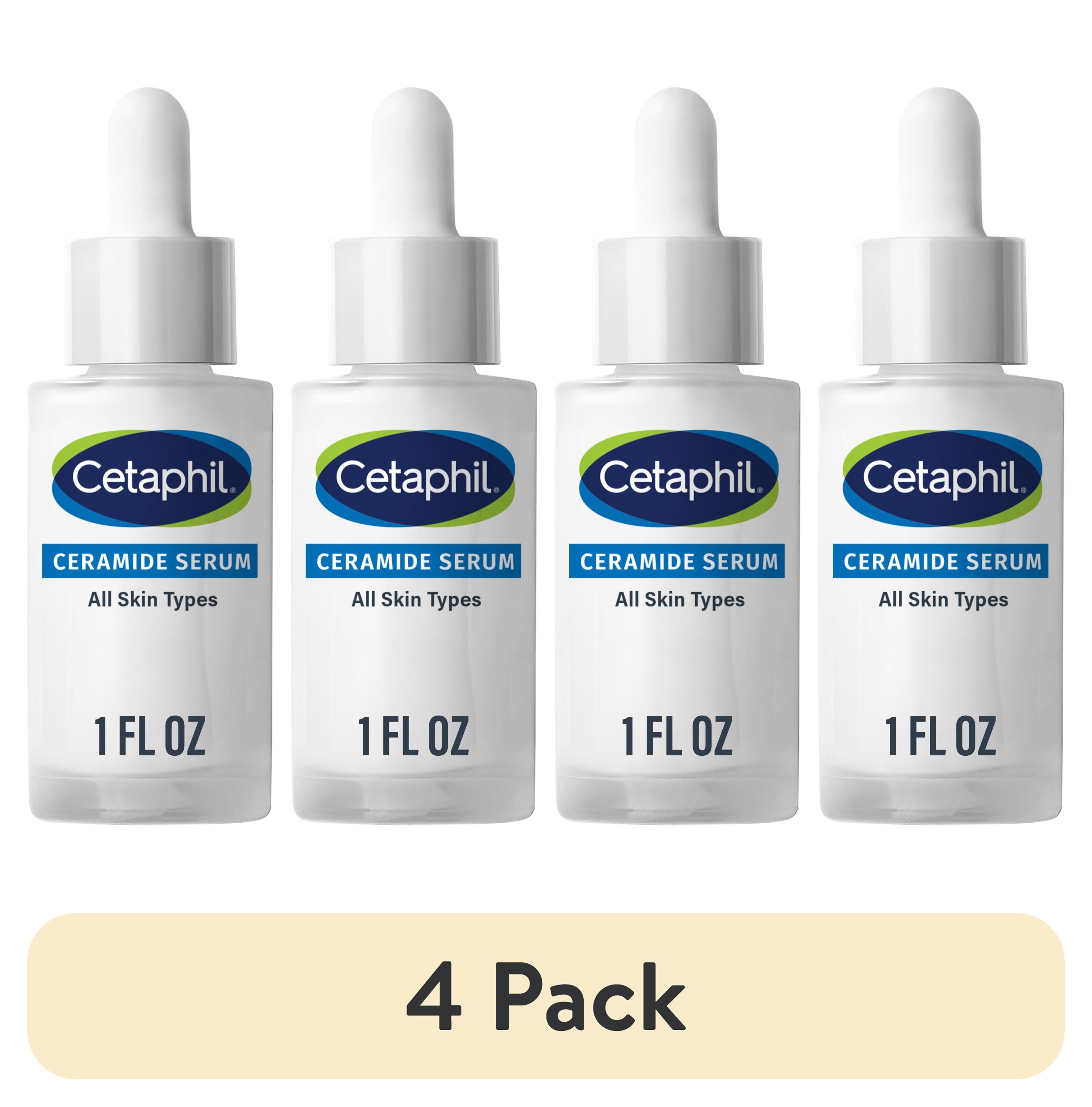 (4 pack) CETAPHIL Ceramide Face Serum, Lightweight Serum for All Skin Types, Ceramides, CICA & Allantoin, 1 fl oz