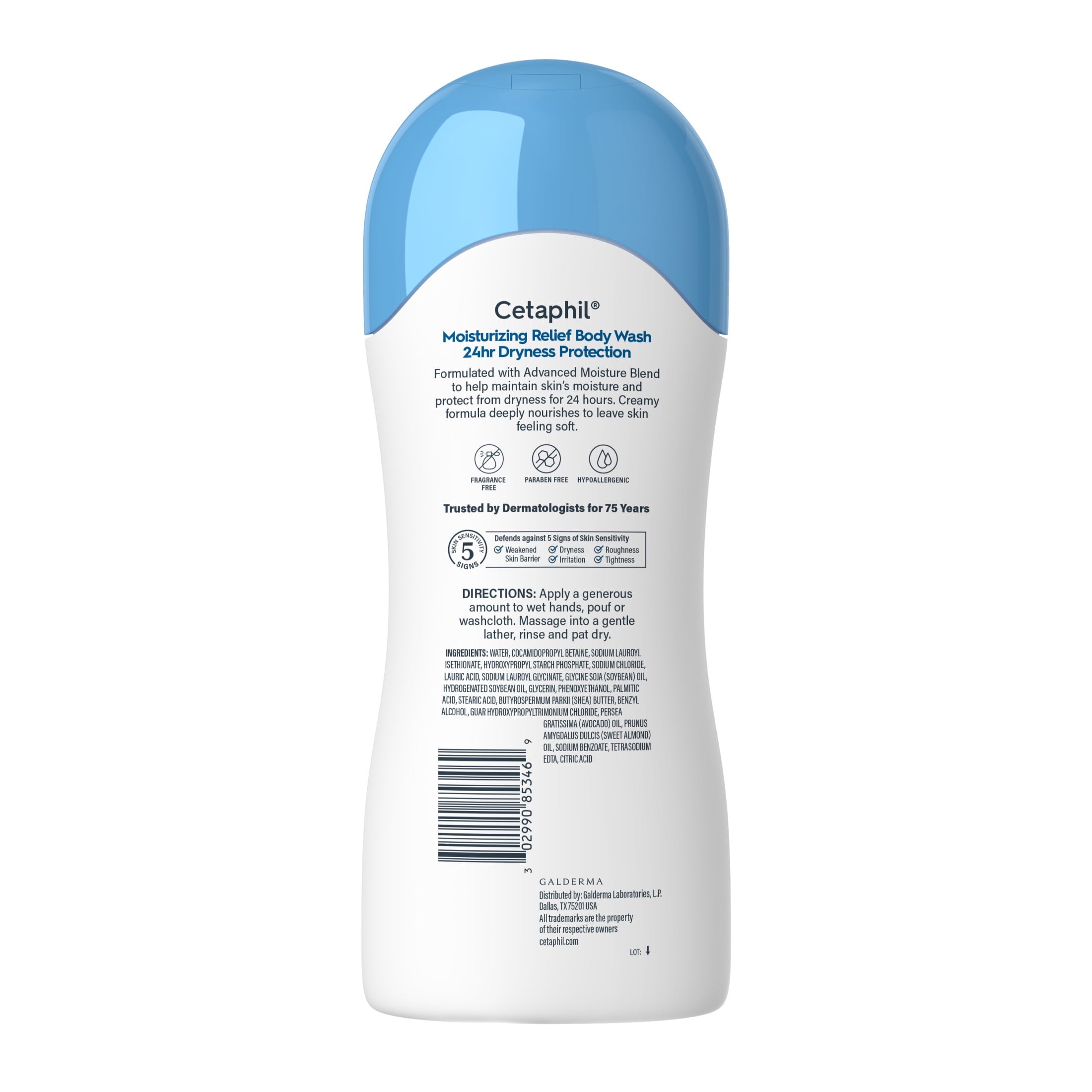 Cetaphil Moisturizing Relief Body Wash for Sensitive Skin, 24 Hour Dry Skin Relief, 16.9 fl oz