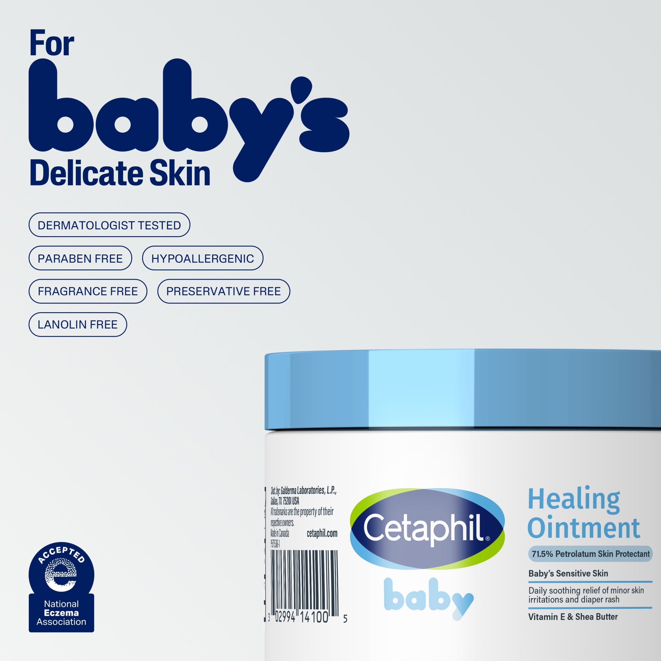CETAPHIL Baby Healing Ointment, Multi-Purpose Skin Protectant for Baby's Sensitive Skin, 12 oz Tub, Shea Butter & Vitamin E