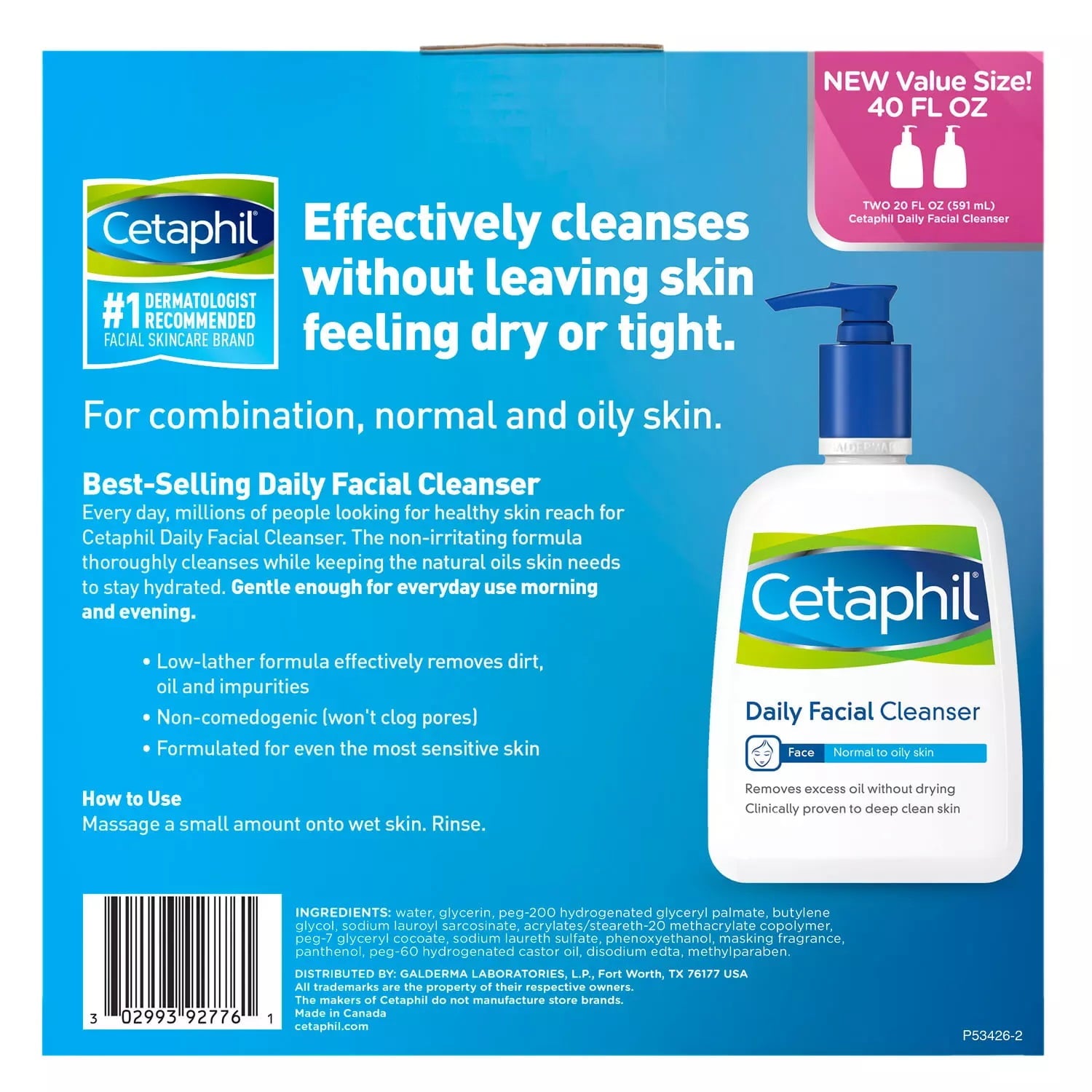 Cetaphil Daily Facial Cleanser (20 oz., 2 pk.) Fragrance Free
