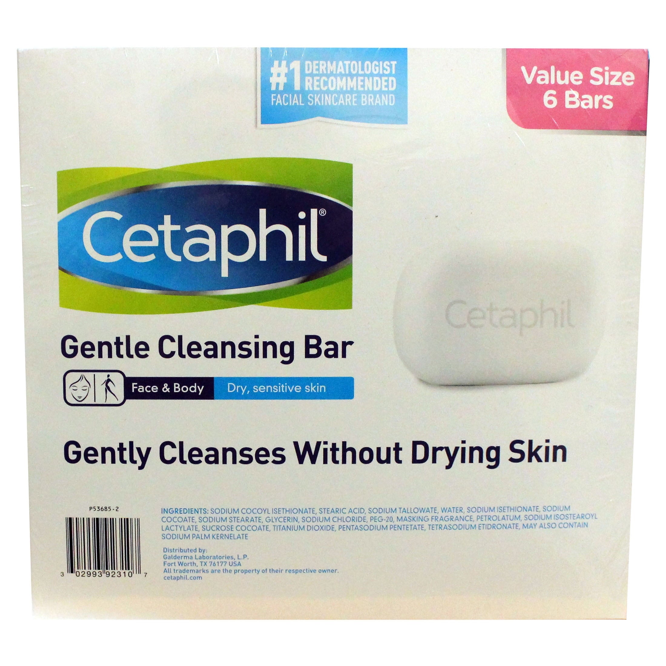 Cetaphil Gentle Cleansing Moisturizes Bar 6 pack 4.5 oz Each