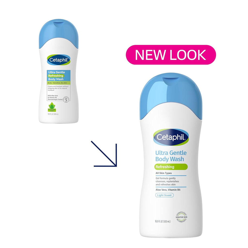 Cetaphil Ultra Gentle Body Wash Refreshing Scent, 16.9 Oz