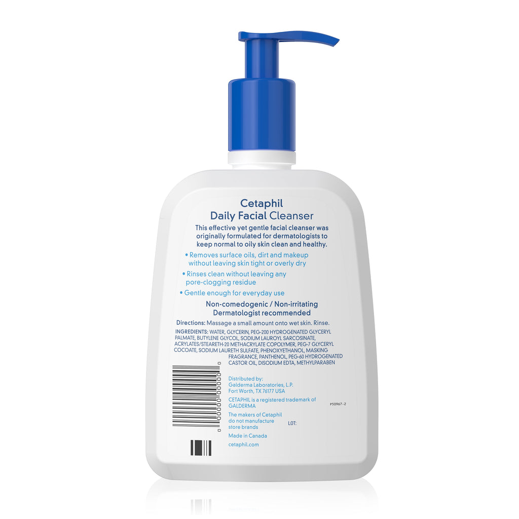 Face Wash by CETAPHIL, Daily Facial Cleanser for Sensitive, Combination to Oily Skin, 16 oz, Gentle Foaming, Soap Free, Hypoallergenic
