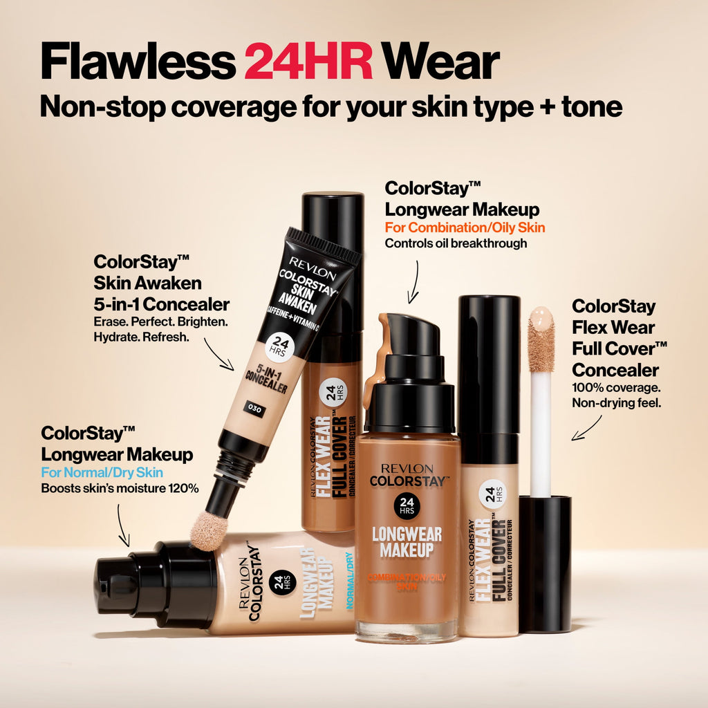 Revlon ColorStay Flex Wear Concealer, Full Coverage, 24HR Wear, 076 Caramel, 0.34 fl oz