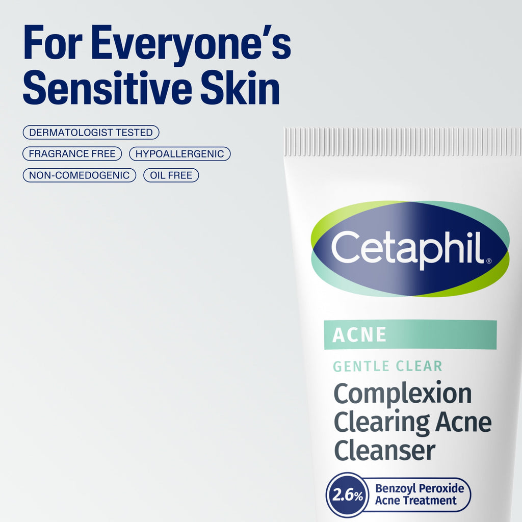 Cetaphil Gentle Clear Complexion-Clearing BPO Acne Cleanser for Sensitive Skin, 4.2 fl oz