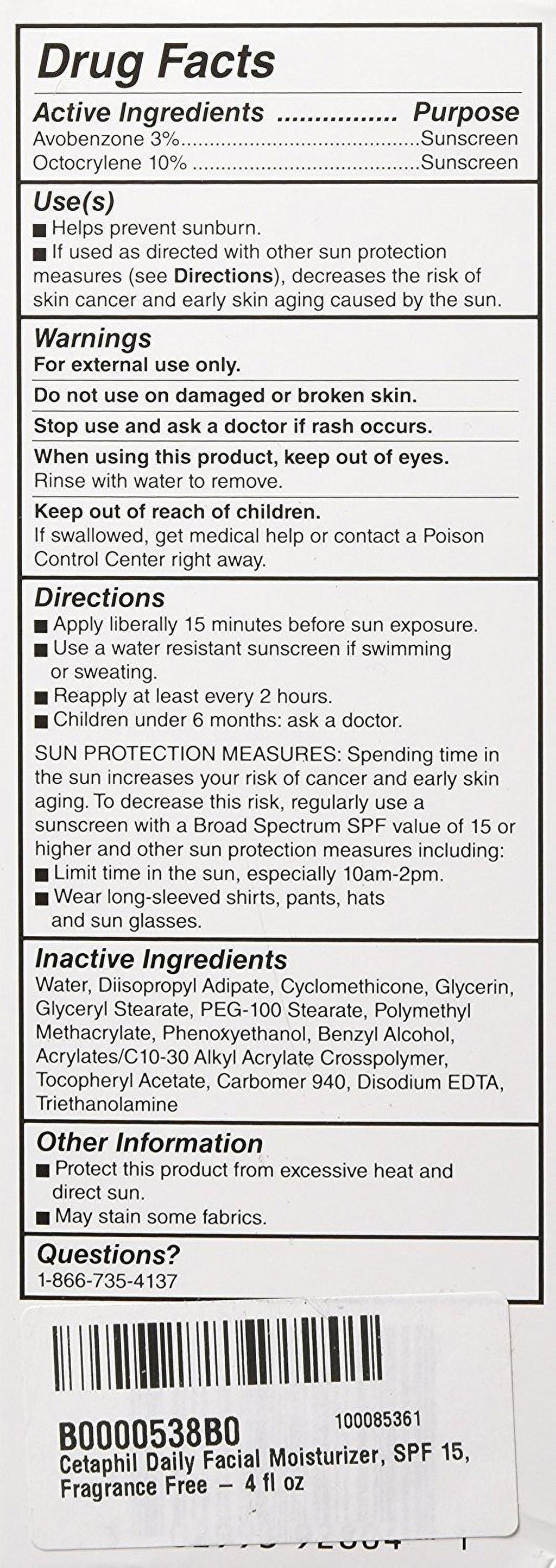 Cetaphil Daily Facial Moisturizer with Sunscreen Broad Spectrum SPF 15, 4 oz