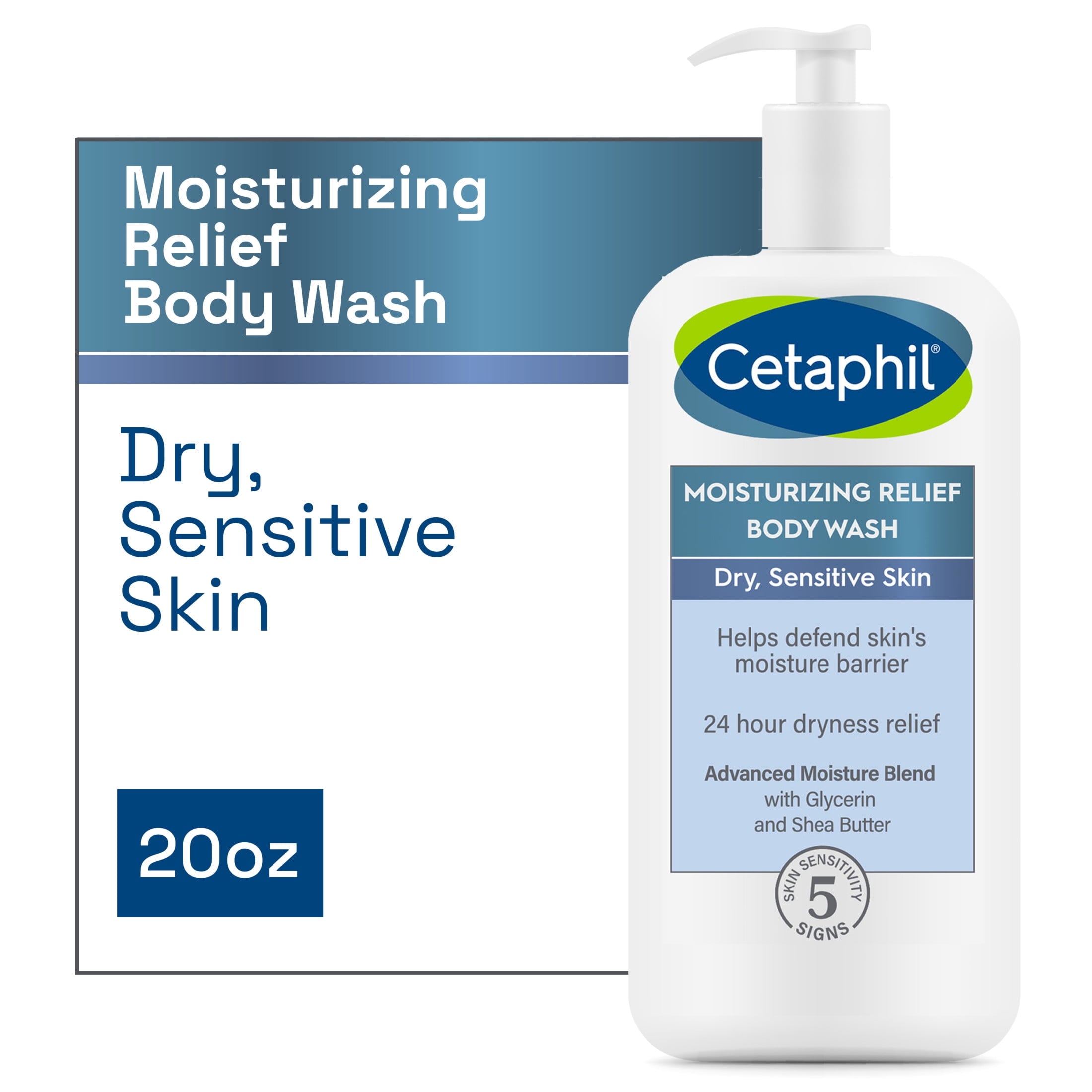 Cetaphil Daily Use Moisturizing Relief Body Wash, Unscented, 20 fl oz