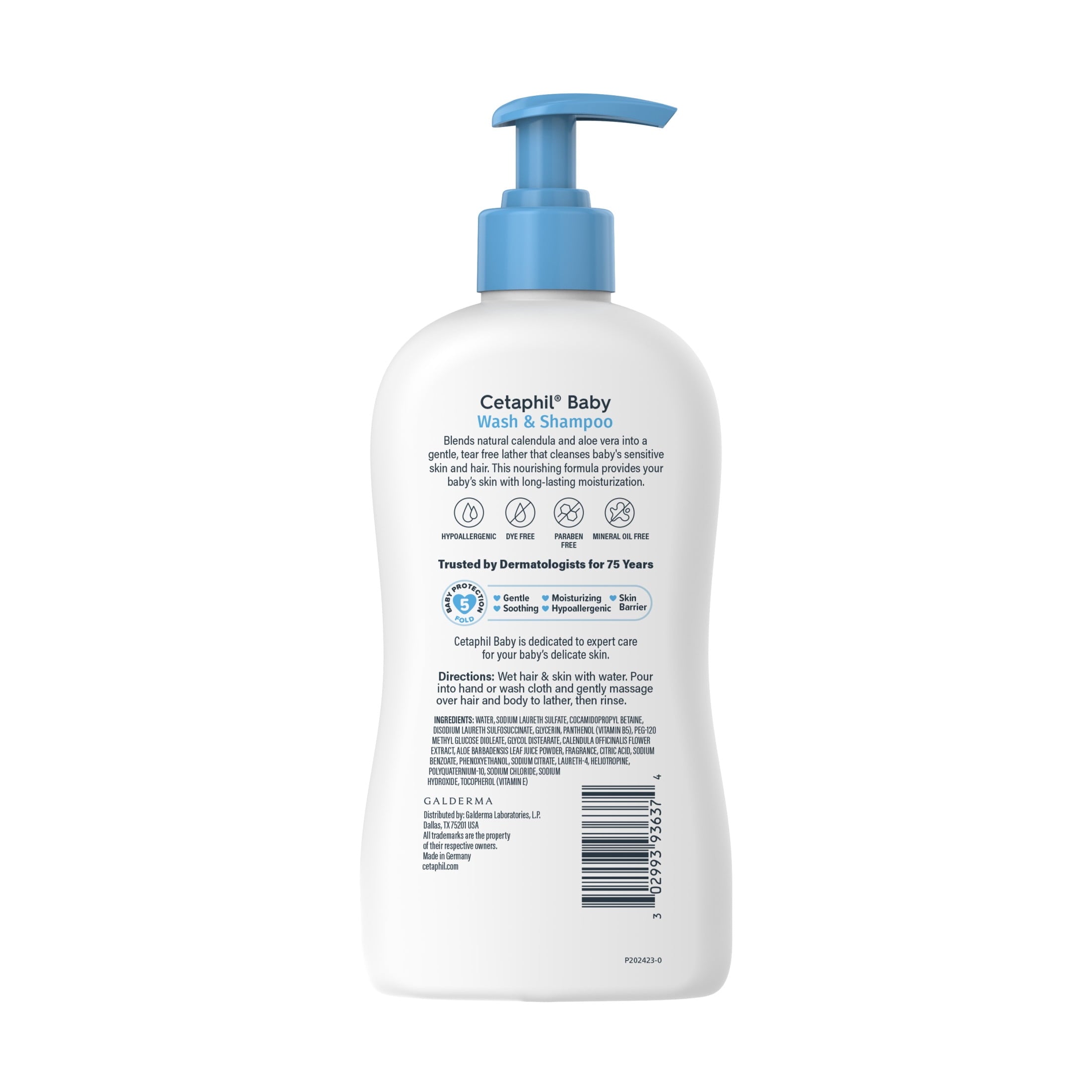 (2 pack) Cetaphil Baby Moisturizing Shampoo and Body Wash with Aloe Vera and Natural Calendula, 13.5 fl oz