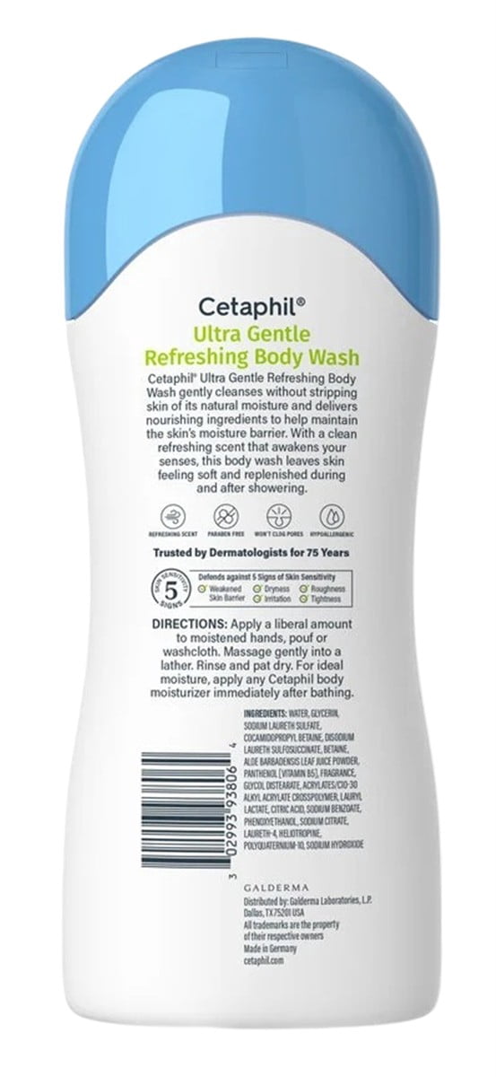 Cetaphil Body Wash Ultra Gentle Refreshing 16.9oz (Pack of 3)