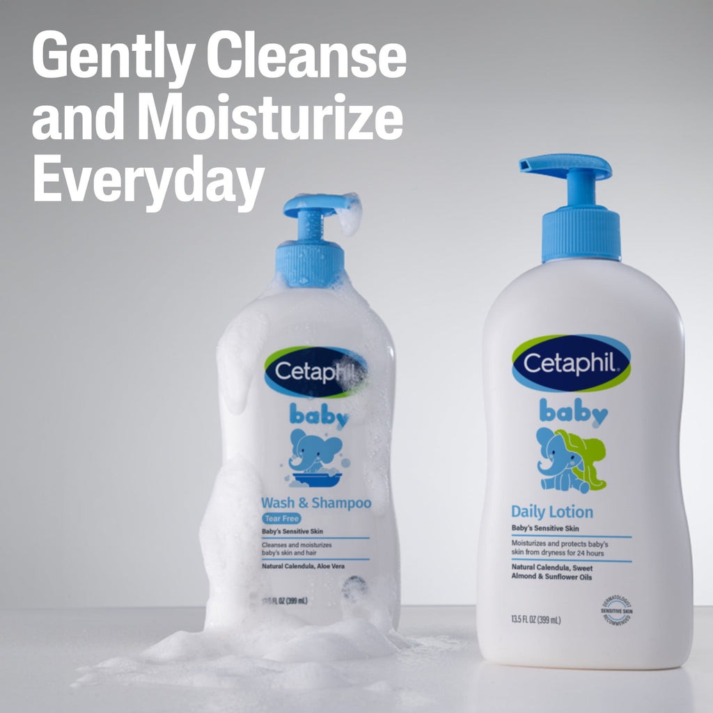 Cetaphil Baby Moisturizing Shampoo and Body Wash with Aloe Vera and Natural Calendula, 13.5 fl oz