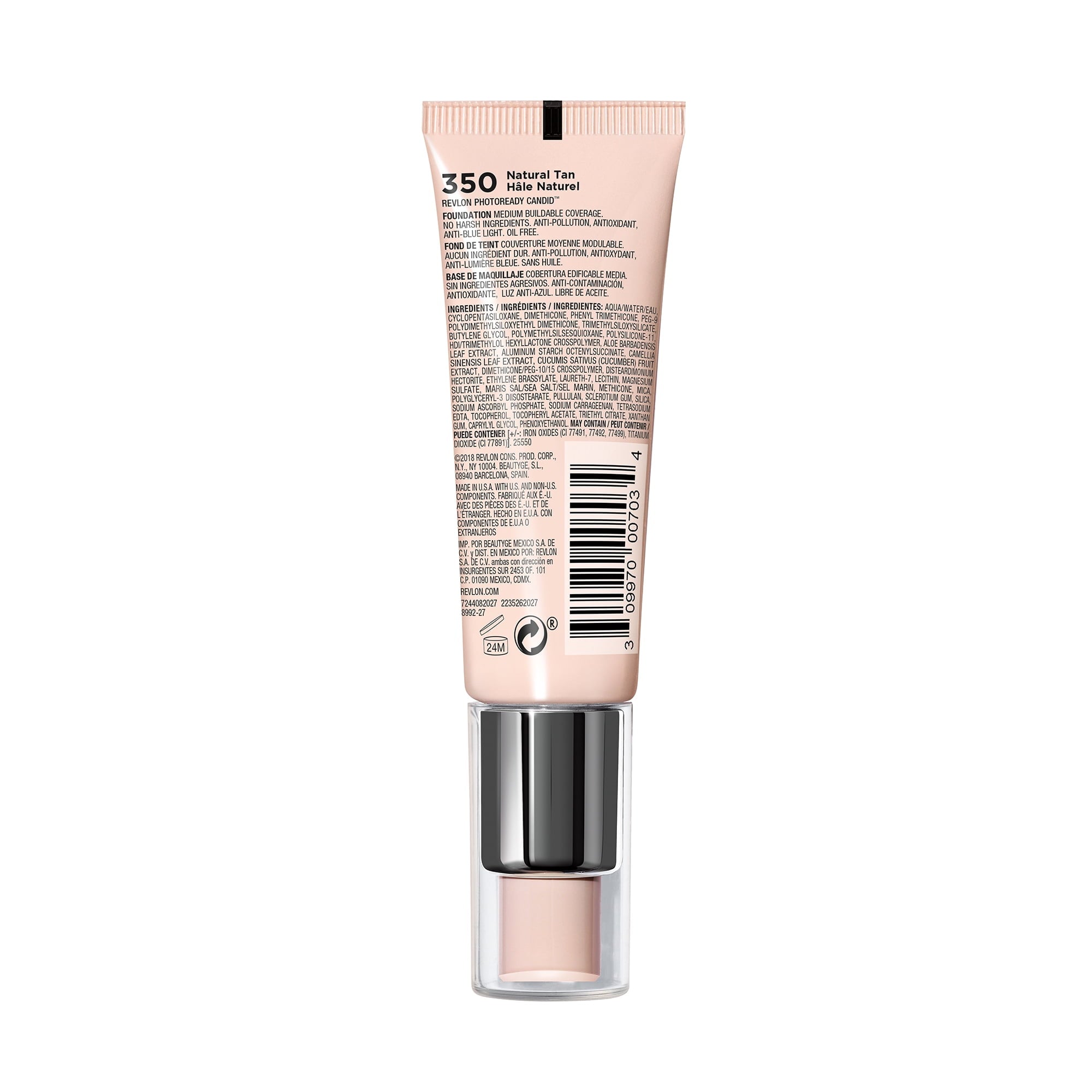 Revlon PhotoReady Candid Natural Finish Anti-Pollution Foundation, 350 Natural Tan, 0.75 fl oz.