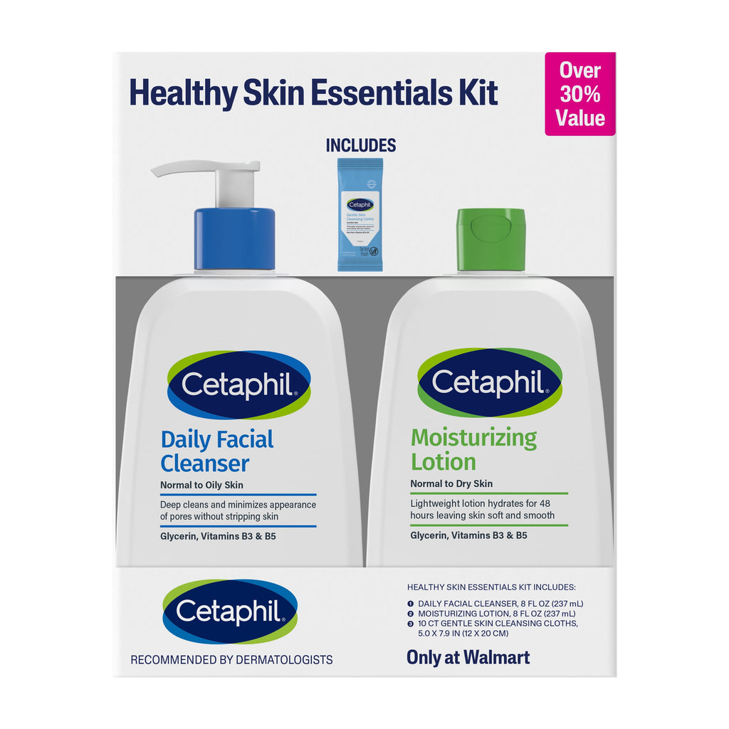Cetaphil Healthy Skin Essentials Kit, Daily Facial Cleanser & Moisturizing Lotion, 2 Piece Kit