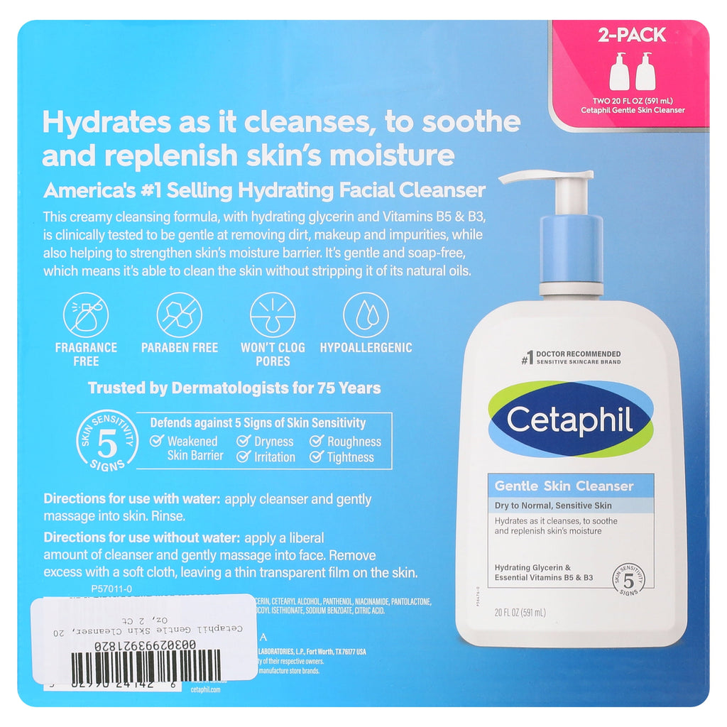 Cetaphil Gentle Skin Cleanser, 20 Oz, 2 Ct
