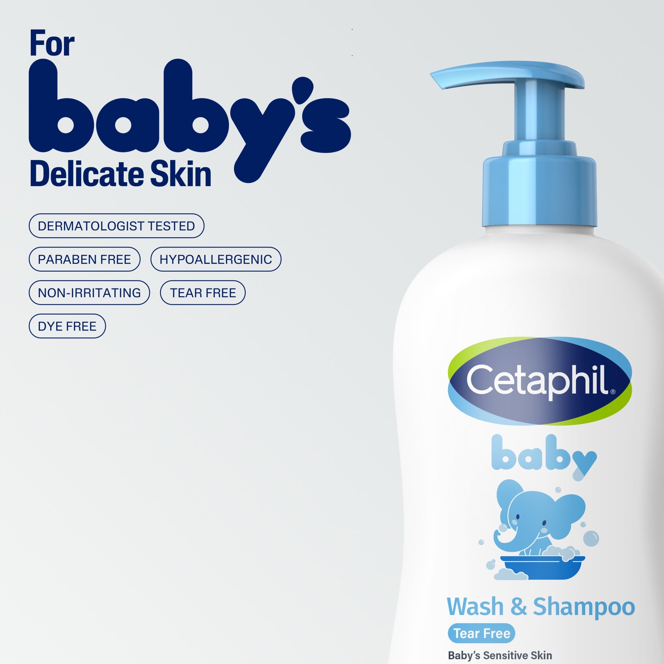 Cetaphil Baby Moisturizing Shampoo and Body Wash with Aloe Vera and Natural Calendula, 13.5 fl oz