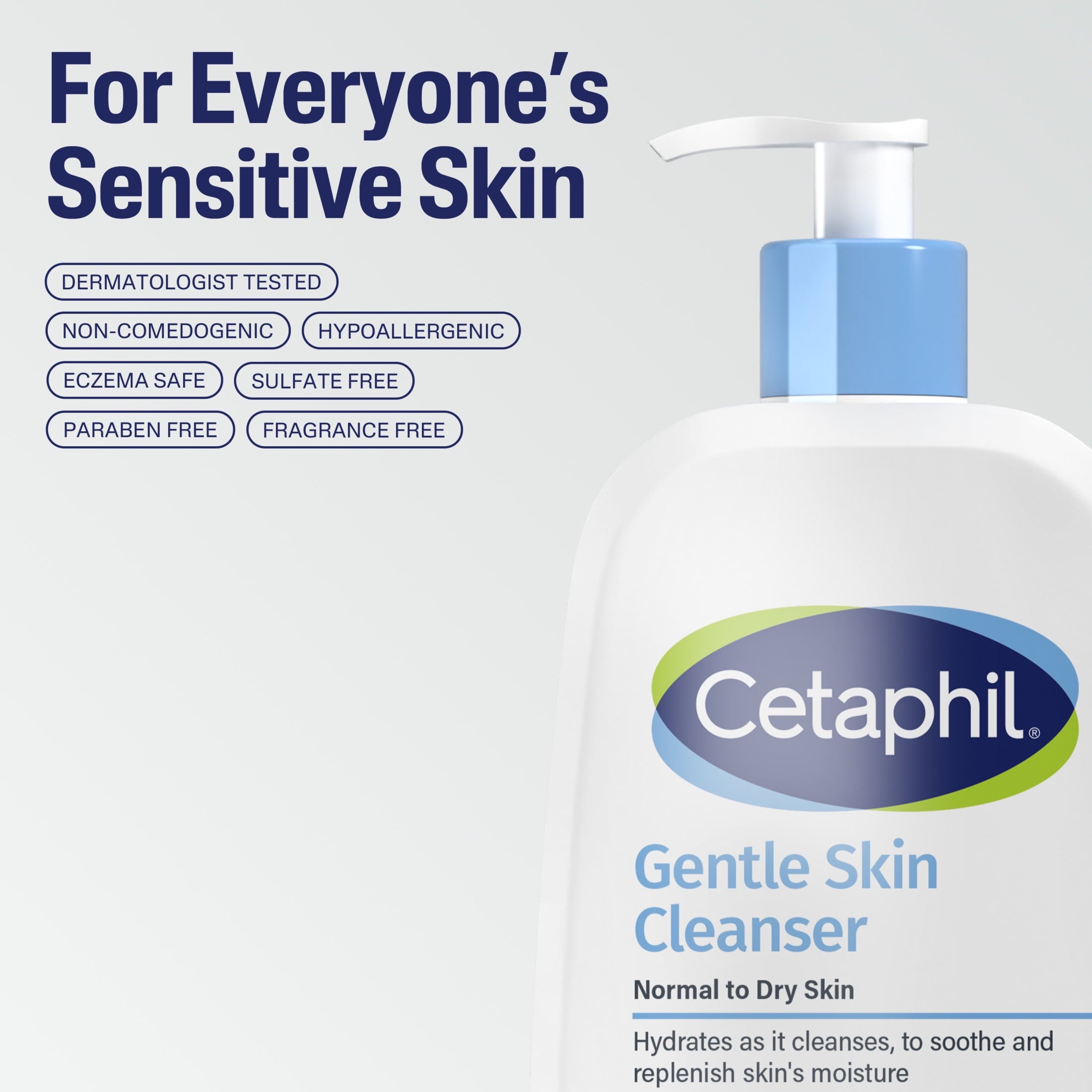 Cetaphil Face Wash Hydrating Gentle Skin Cleanser for Dry to Normal Sensitive Skin, 8 fl oz