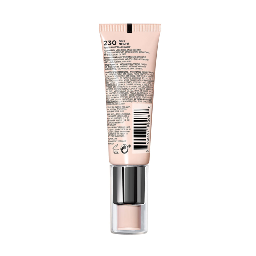 Revlon PhotoReady Candid Natural Finish Anti-Pollution Foundation, 230 Bare, 0.75 fl oz.