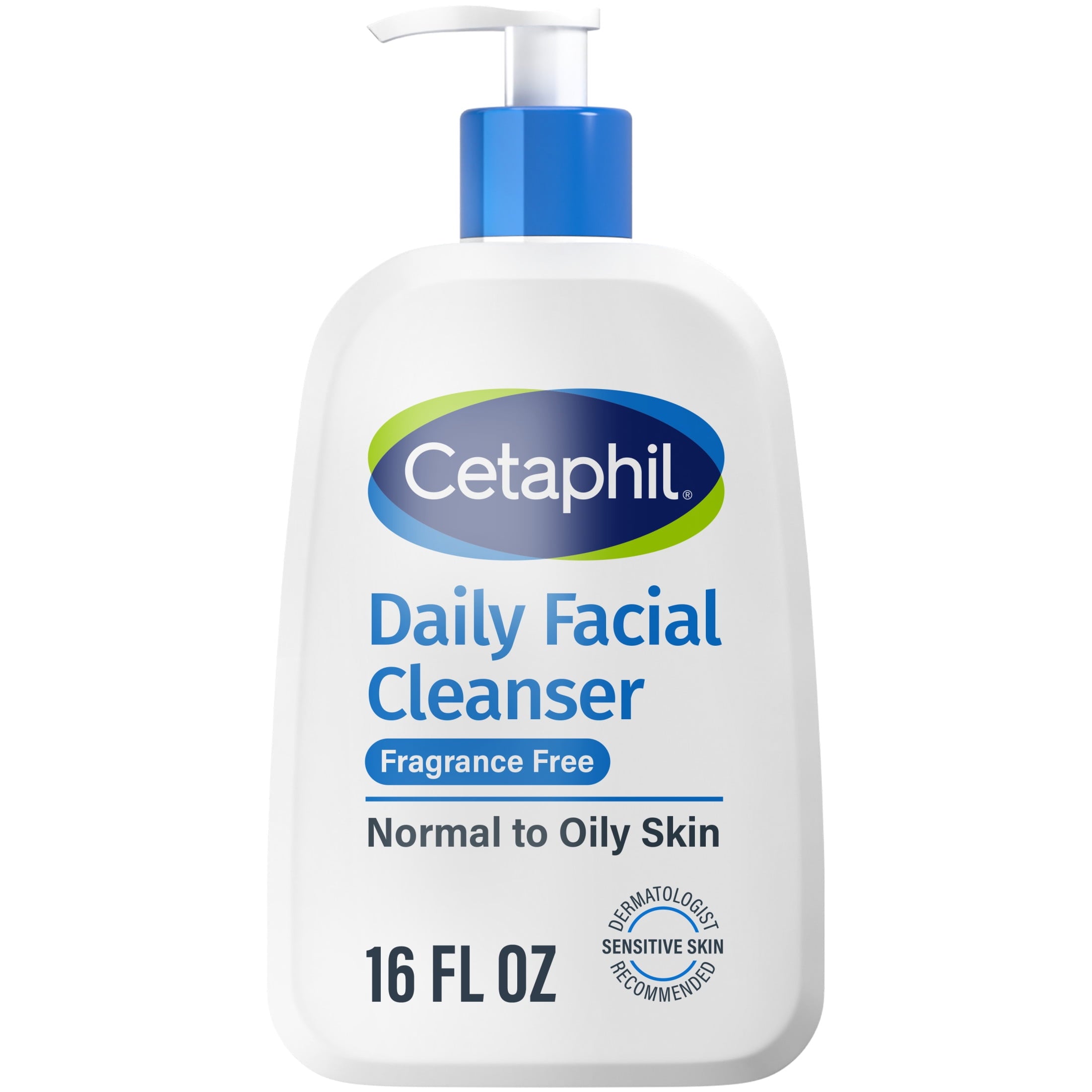 Cetaphil Daily Facial Cleanser Face Wash for Sensitive, Normal to Oily Skin, Fragrance Free, 16 fl oz