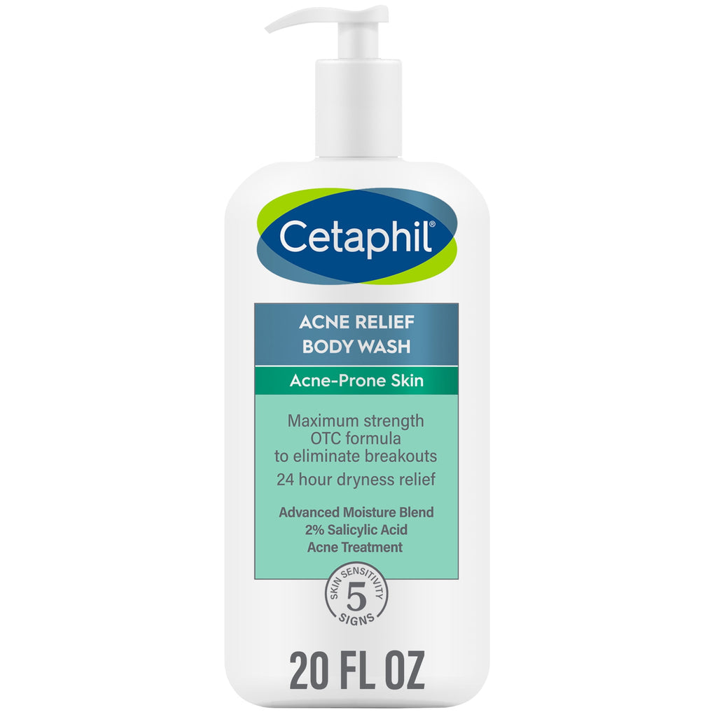 Cetaphil Daily Use Moisturizing Acne Relief Body Wash, Salicylic Acid, Unscented, 20 fl oz