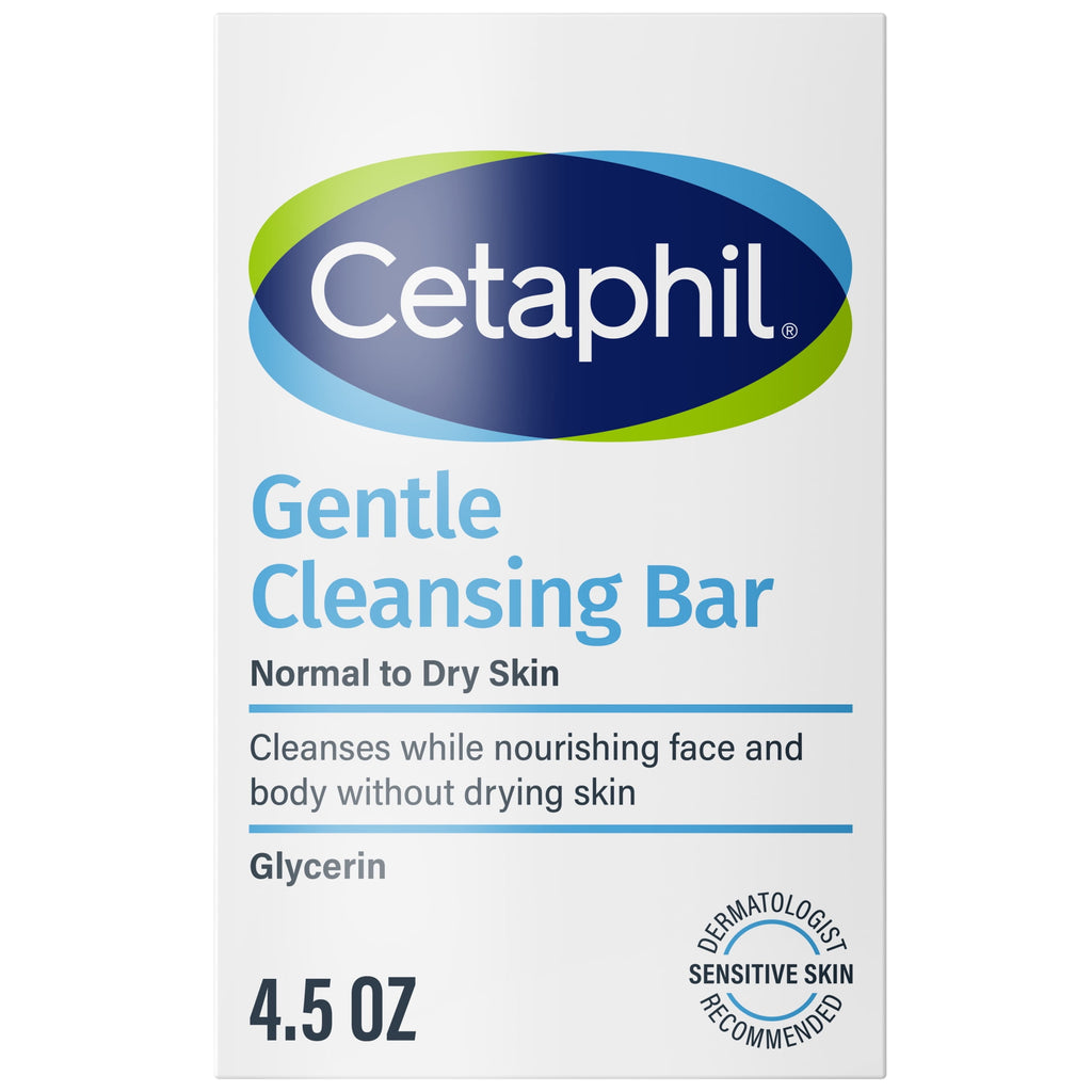 Cetaphil Gentle Cleansing Bar, 4.5 oz, Nourishing Cleansing Bar For Dry, Sensitive Skin