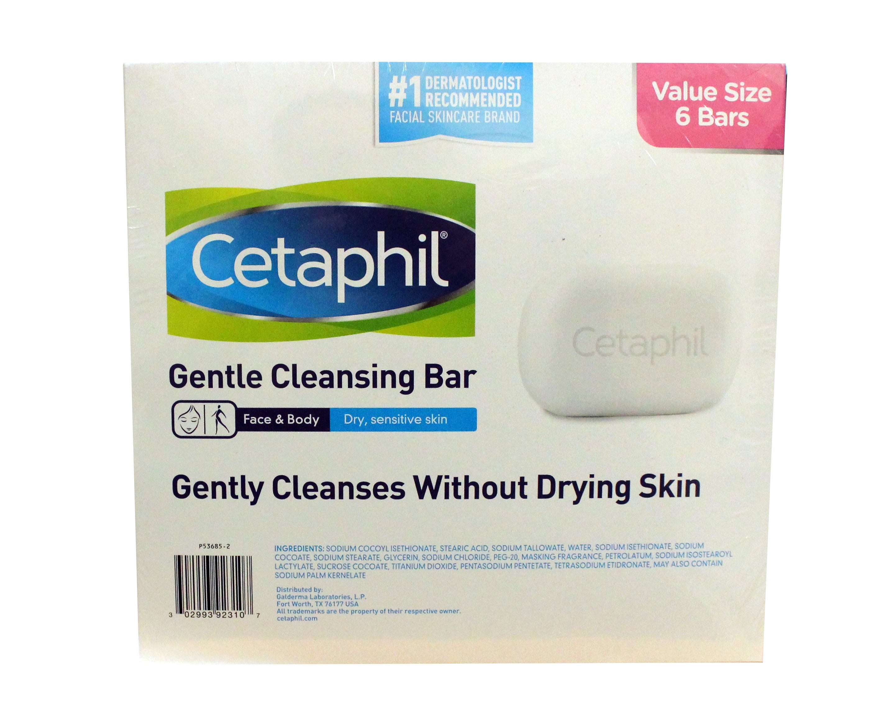 Cetaphil Gentle Cleansing Moisturizes Bar 6 pack 4.5 oz Each