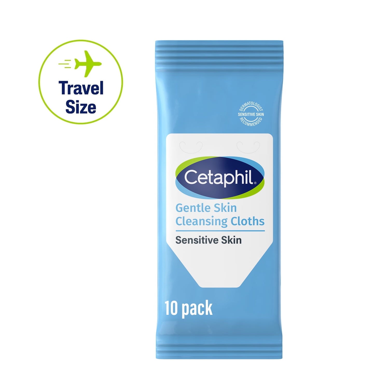 Cetaphil Gentle Skin Travel Size Facial Cleansing Cloth Wipes for Face and Body, Fragrance Free, 10 ct