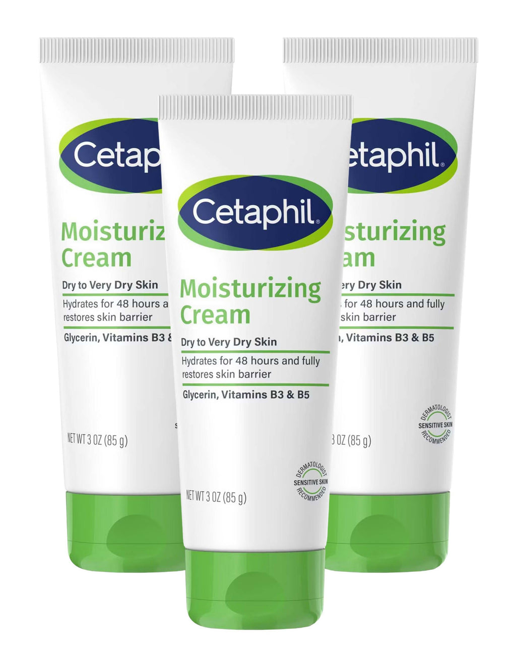 Cetaphil Moisturizing Cream 3oz Tube Very Dry/Sensitive (Pack of 3)