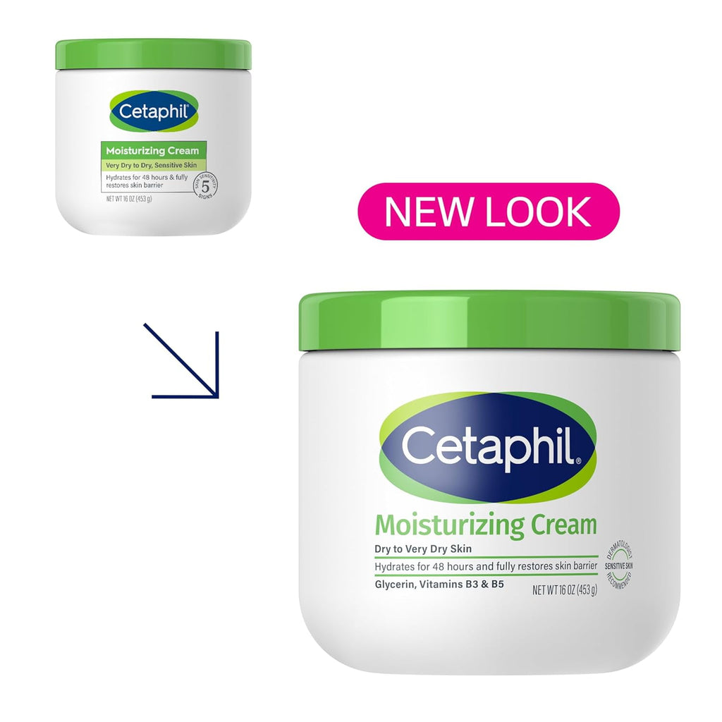 Cetaphil Moisturizing Cream, Hydrating Moisturizer For Dry To Very Dry, Sensitive Skin, Fragrance Free, 16 Oz.,