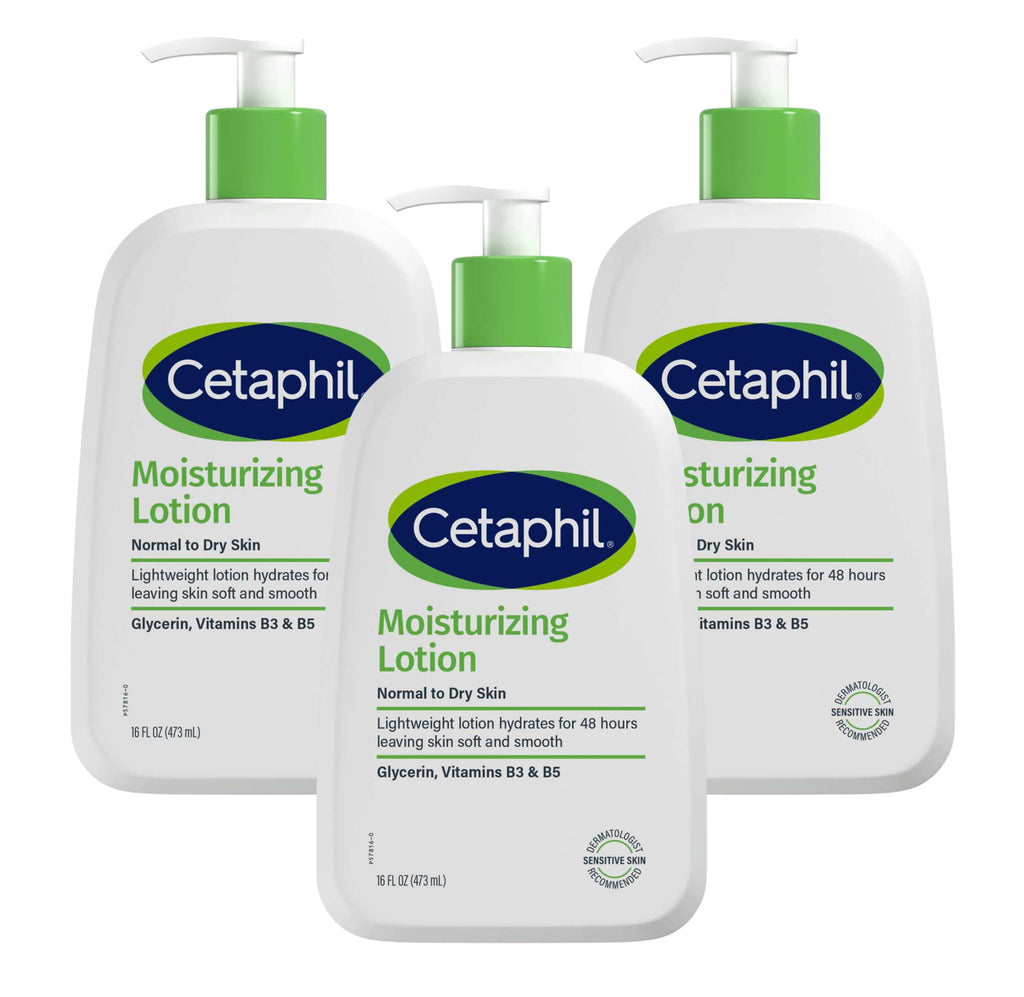 Cetaphil Moisturizing Lotion 16oz Pump Dry To Normal Skin (Pack of 3)