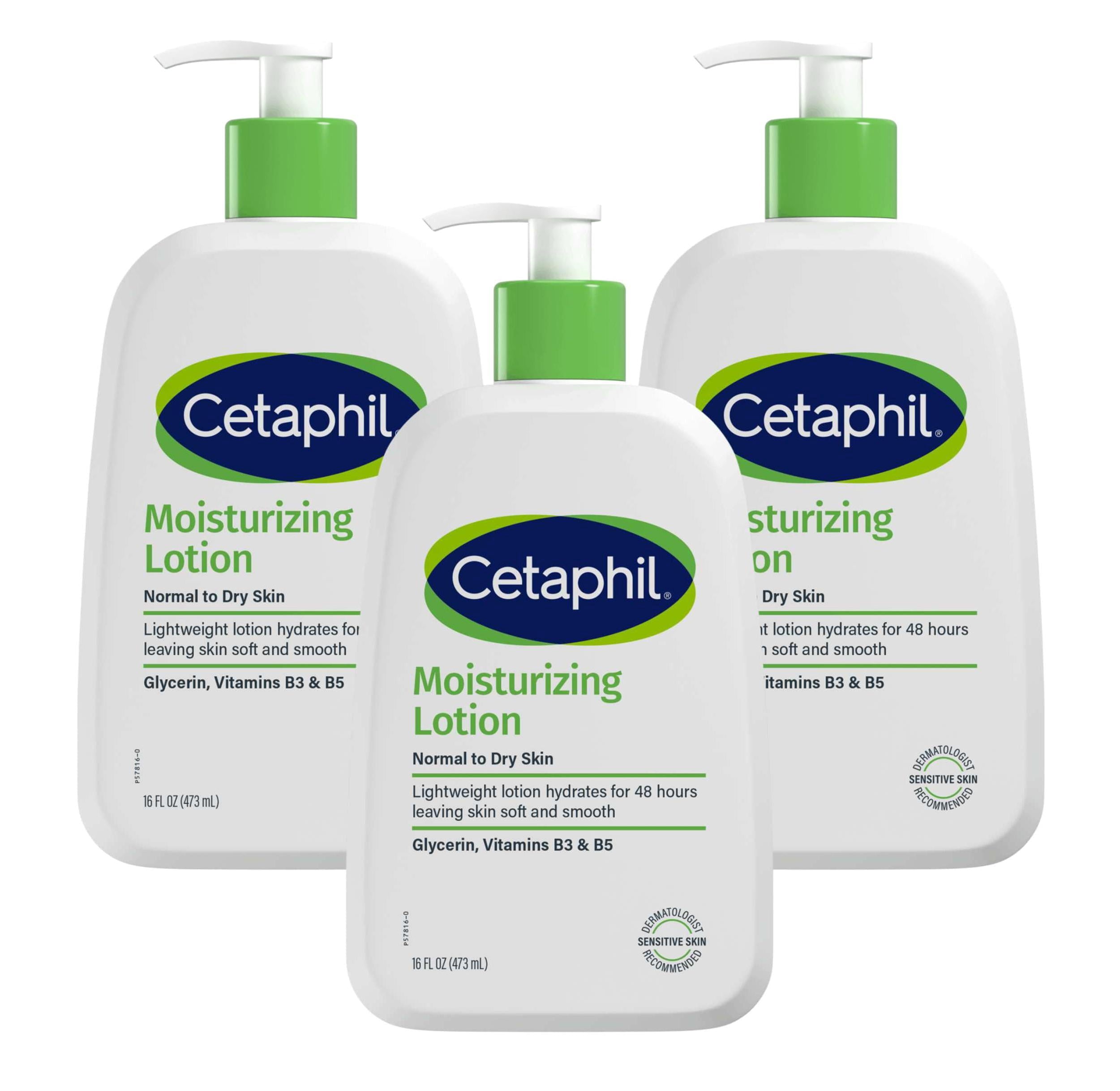 Cetaphil Moisturizing Lotion 16oz Pump Dry To Normal Skin (Pack of 3)