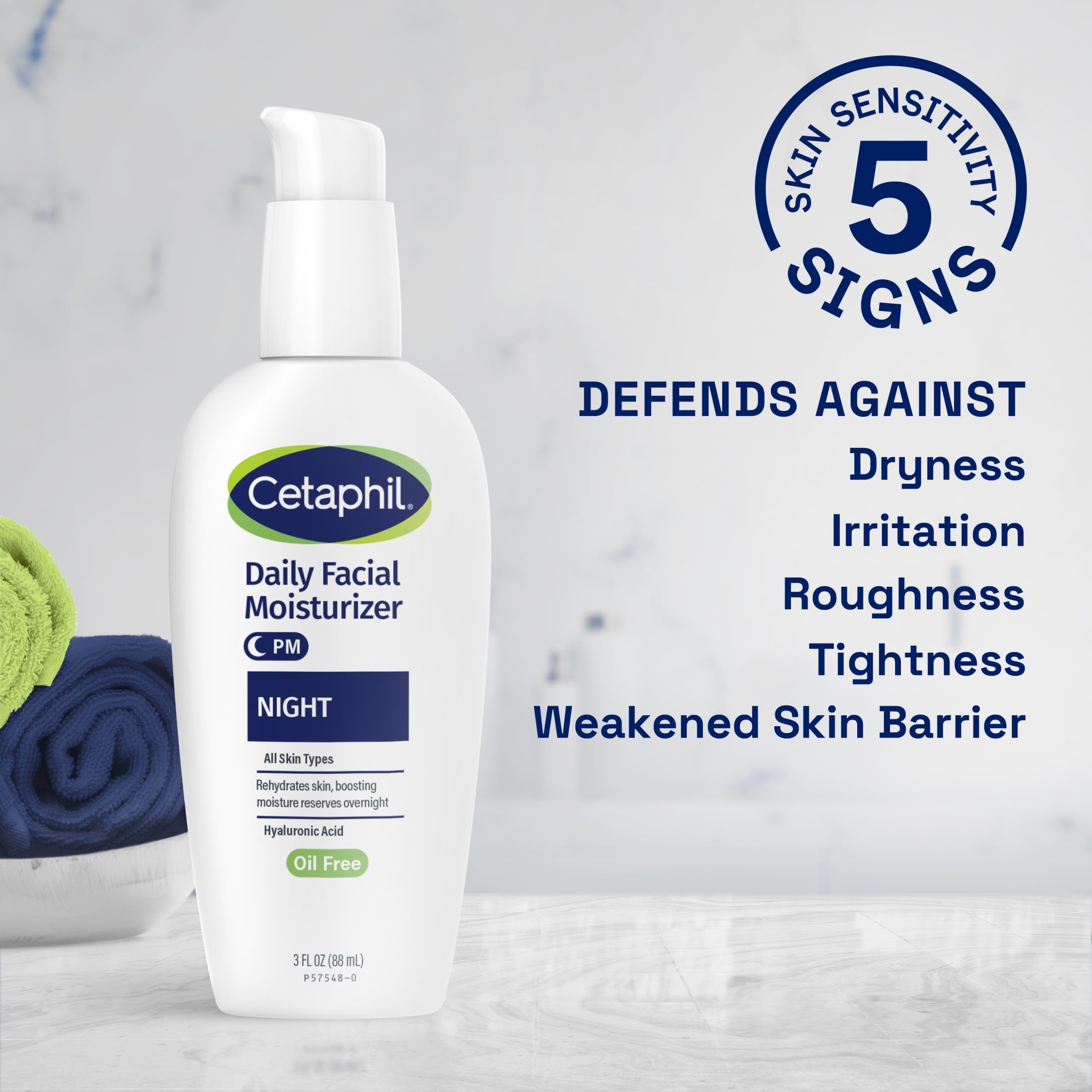Cetaphil Daily Facial Moisturizer Oil Free for All Skins with Hyaluronic Acid, 3 fl oz