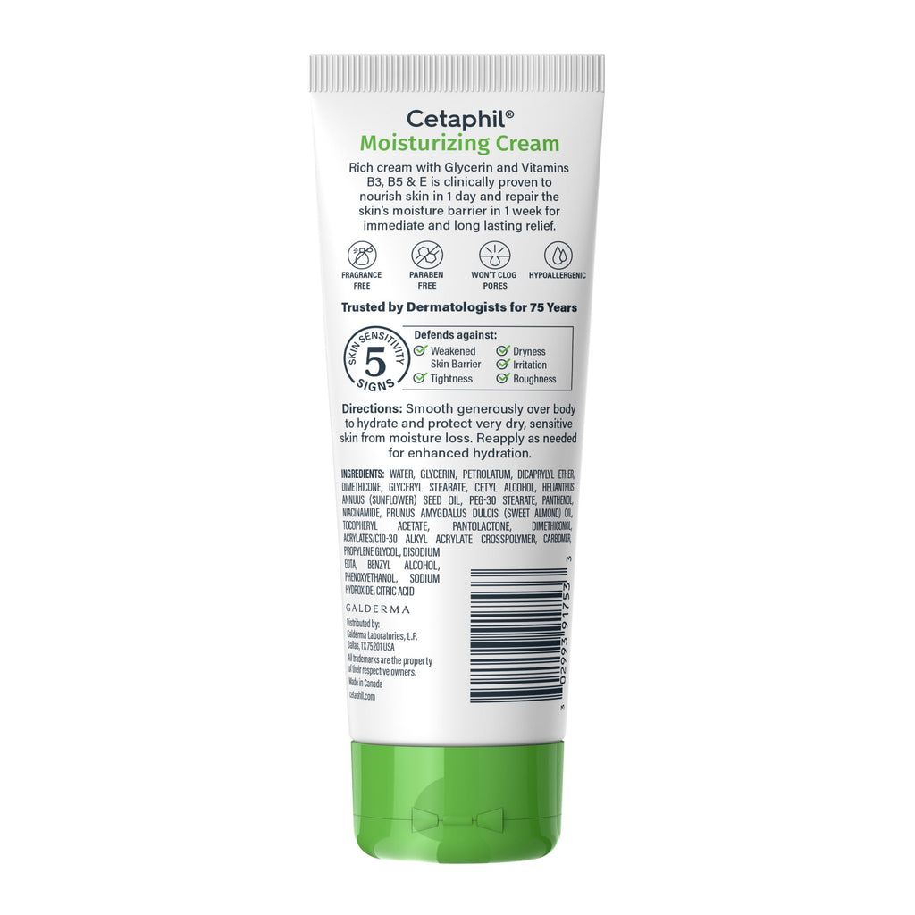 Cetaphil Travel Size Moisturizing Cream for Very Dry to Dry Skin, Unscented, 3 oz
