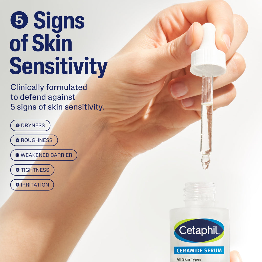 (4 pack) CETAPHIL Ceramide Face Serum, Lightweight Serum for All Skin Types, Ceramides, CICA & Allantoin, 1 fl oz