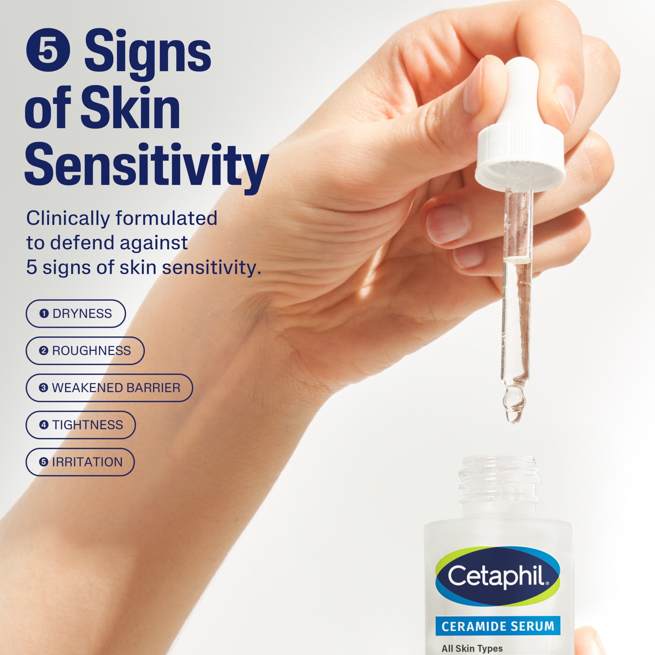 (4 pack) CETAPHIL Ceramide Face Serum, Lightweight Serum for All Skin Types, Ceramides, CICA & Allantoin, 1 fl oz