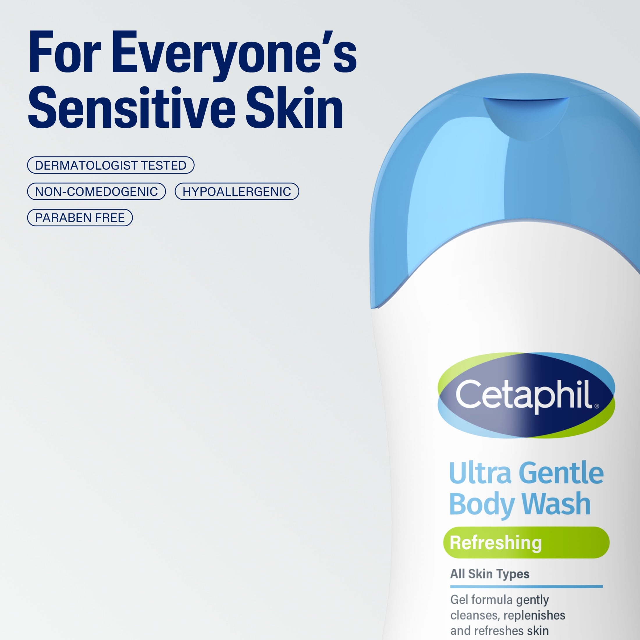 Cetaphil Ultra Gentle Refreshing Body Wash, Refreshing Scent For Dry to Normal, Sensitive Skin, 16.9 fl oz
