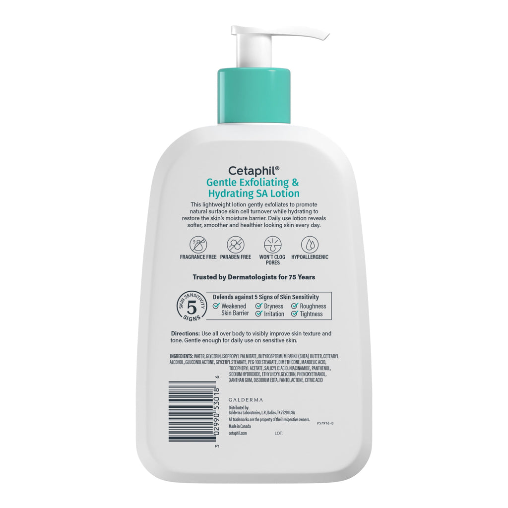 Cetaphil Gentle Exfoliating SA Lotion, Lightweight Moisturizer for All Skin Types, 16 fl oz
